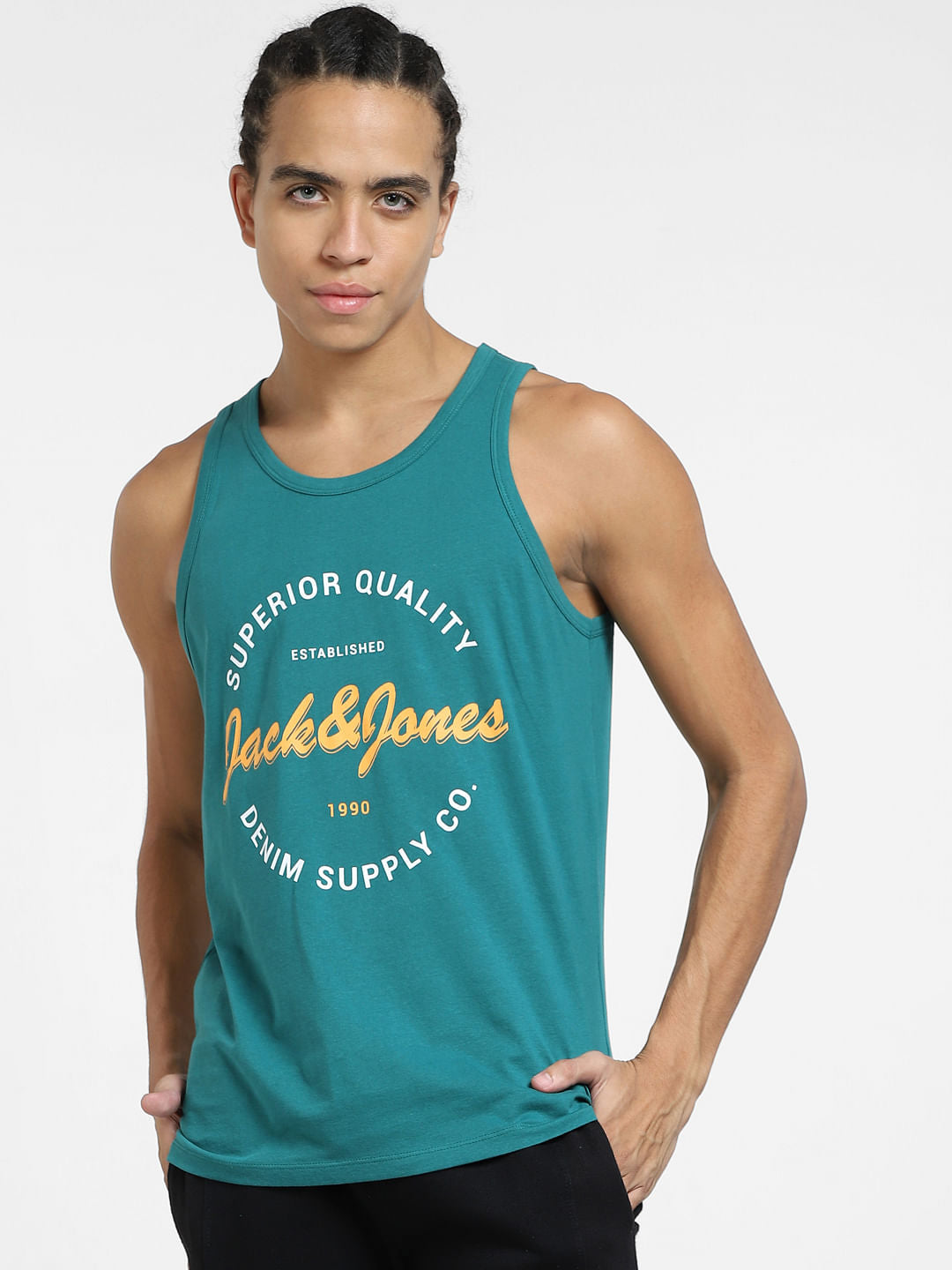 Green Logo Print T-shirt Vest