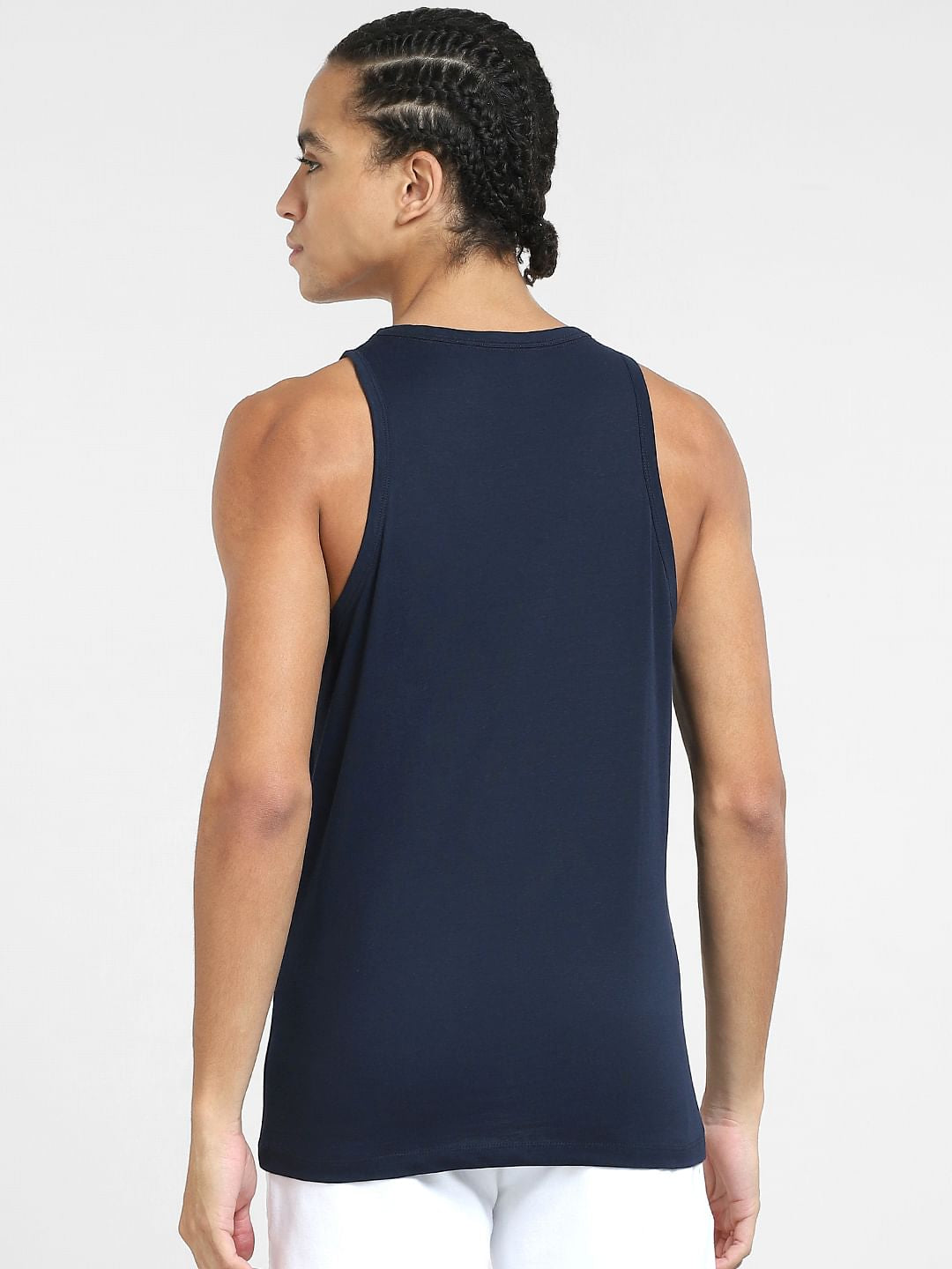 Navy Blue Logo Print T-shirt Vest