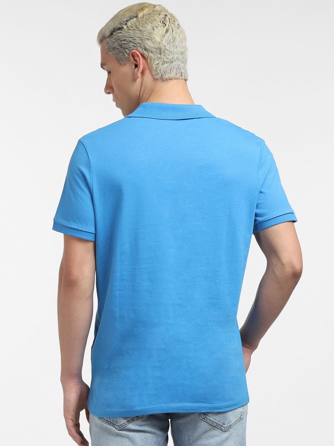Blue Logo Print Polo T-shirt