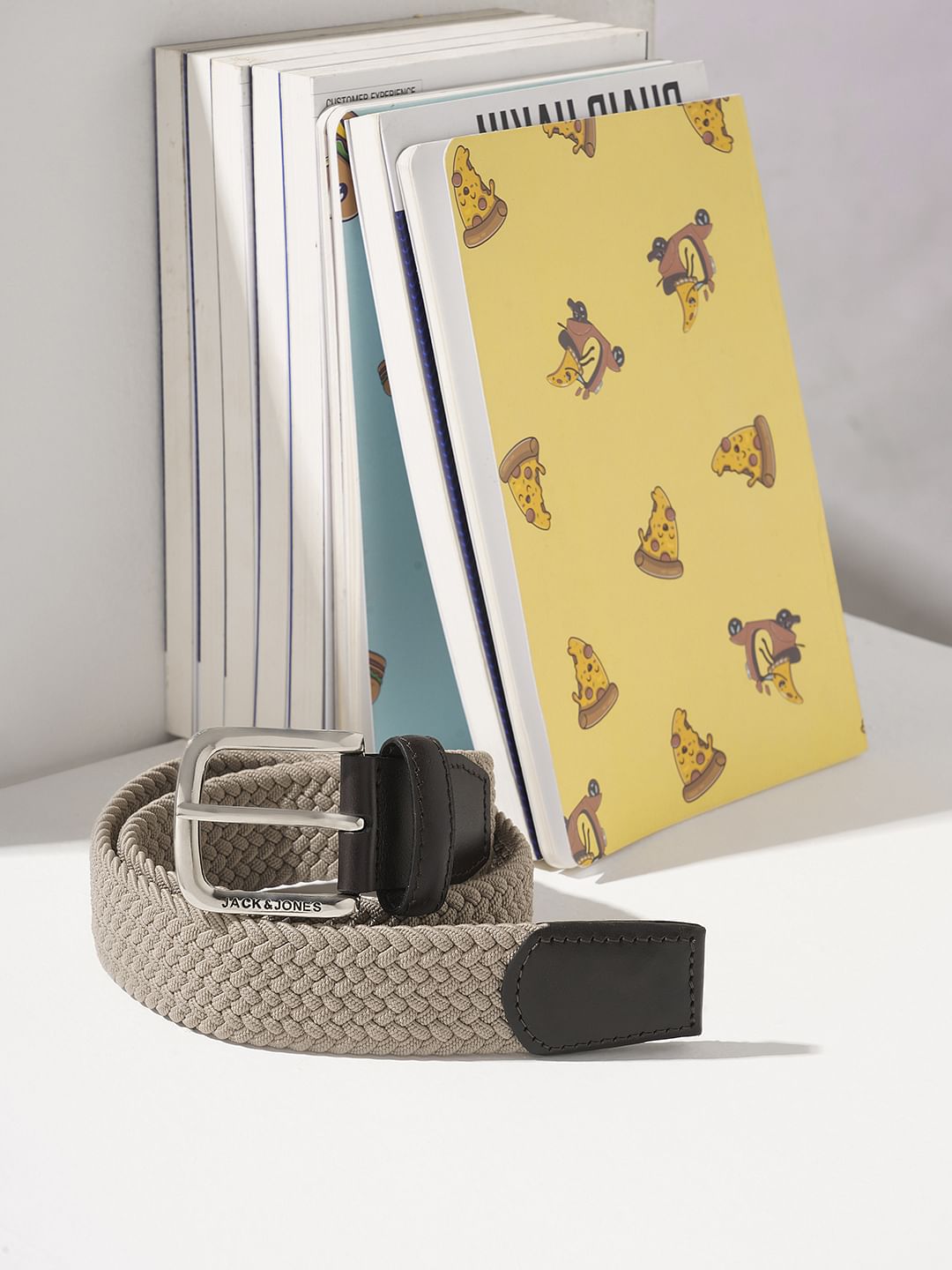 Boys Beige Braided Belt - 80 cm