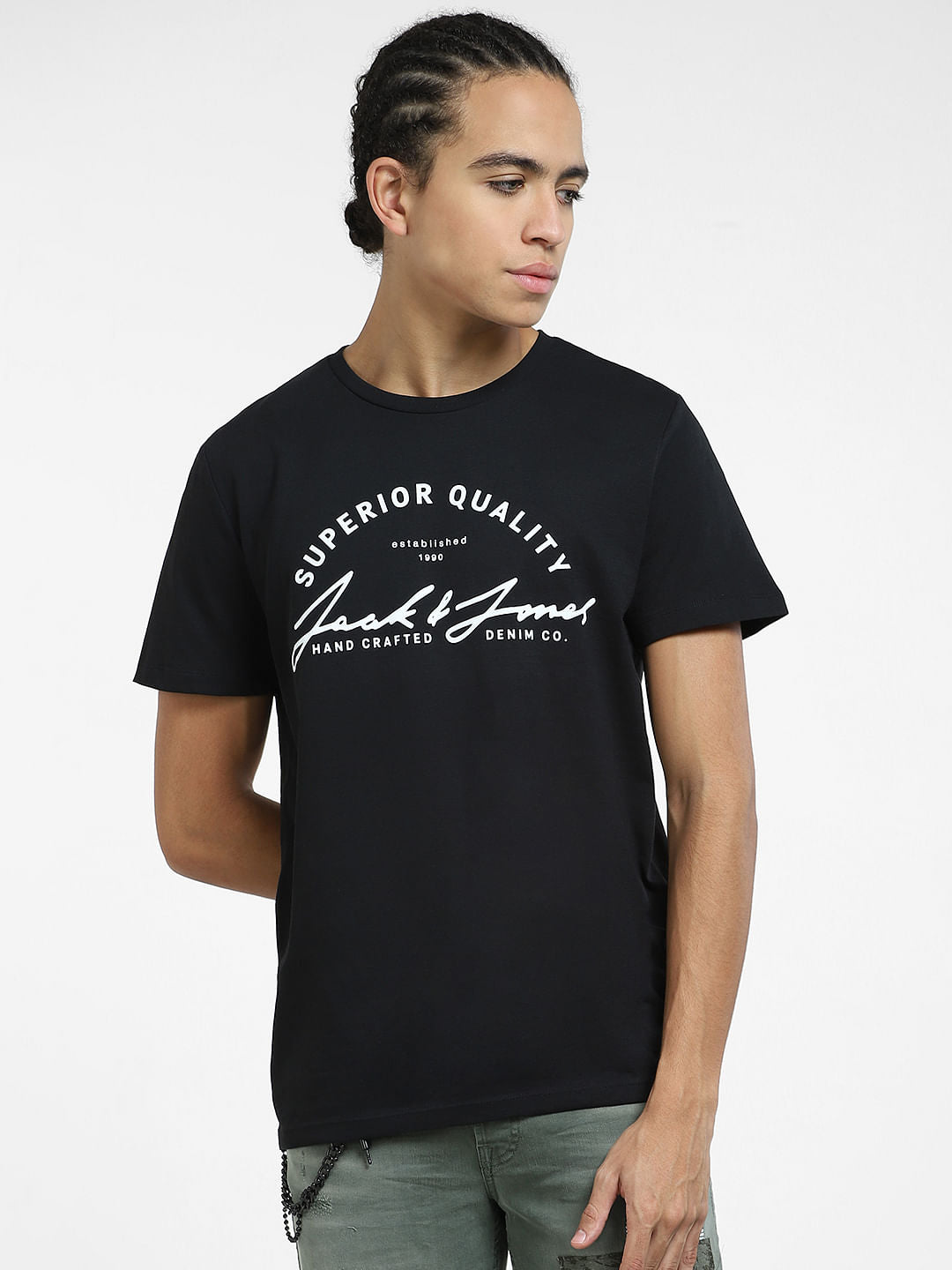 Black Logo Print Crew Neck T-shirt