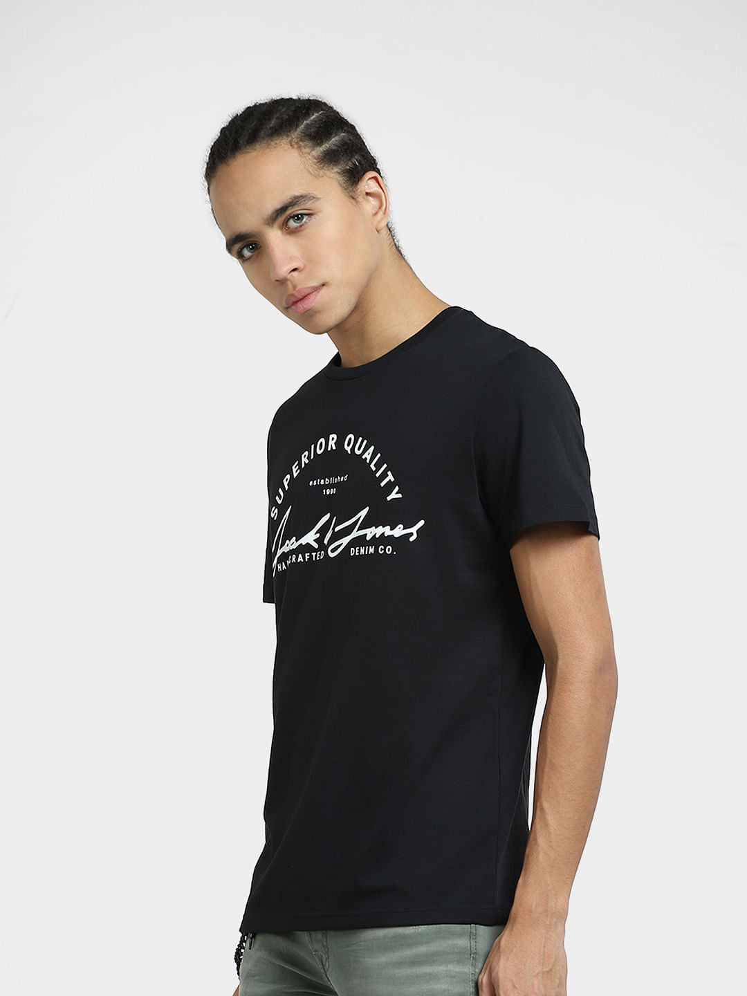 Black Logo Print Crew Neck T-shirt