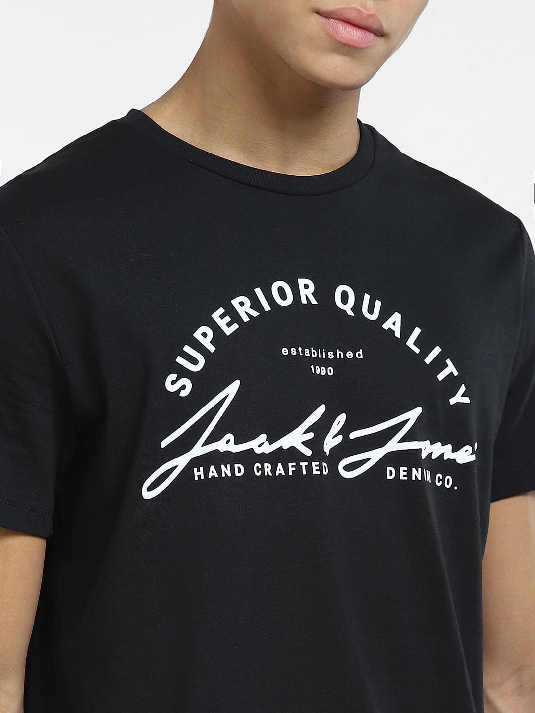 Black Logo Print Crew Neck T-shirt