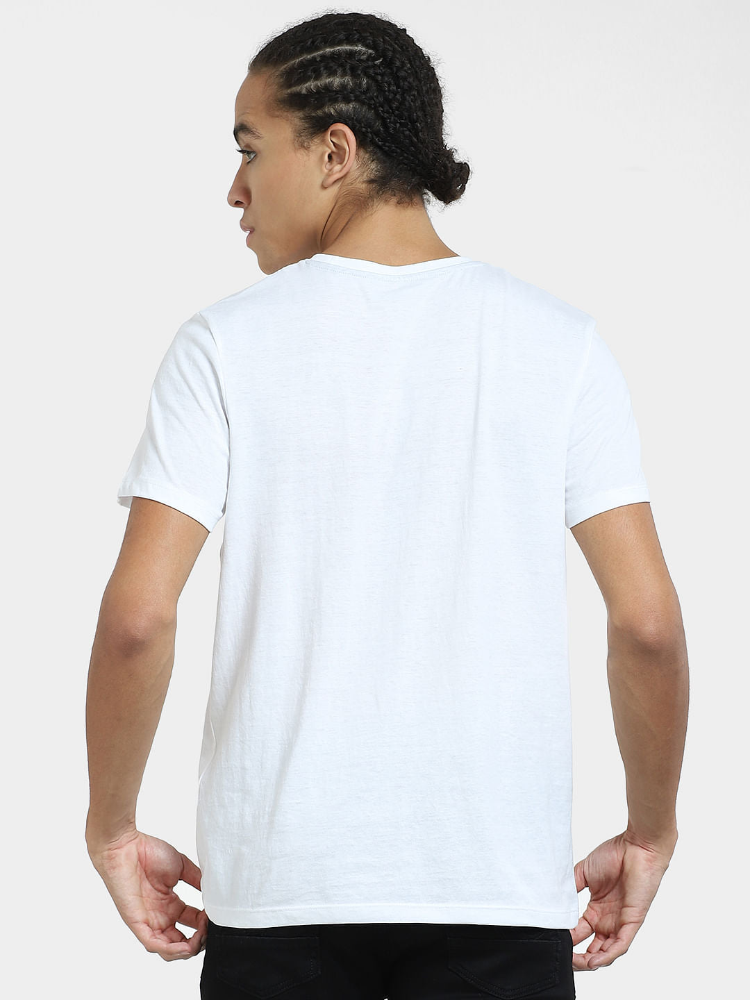 White Logo Print Crew Neck T-shirt