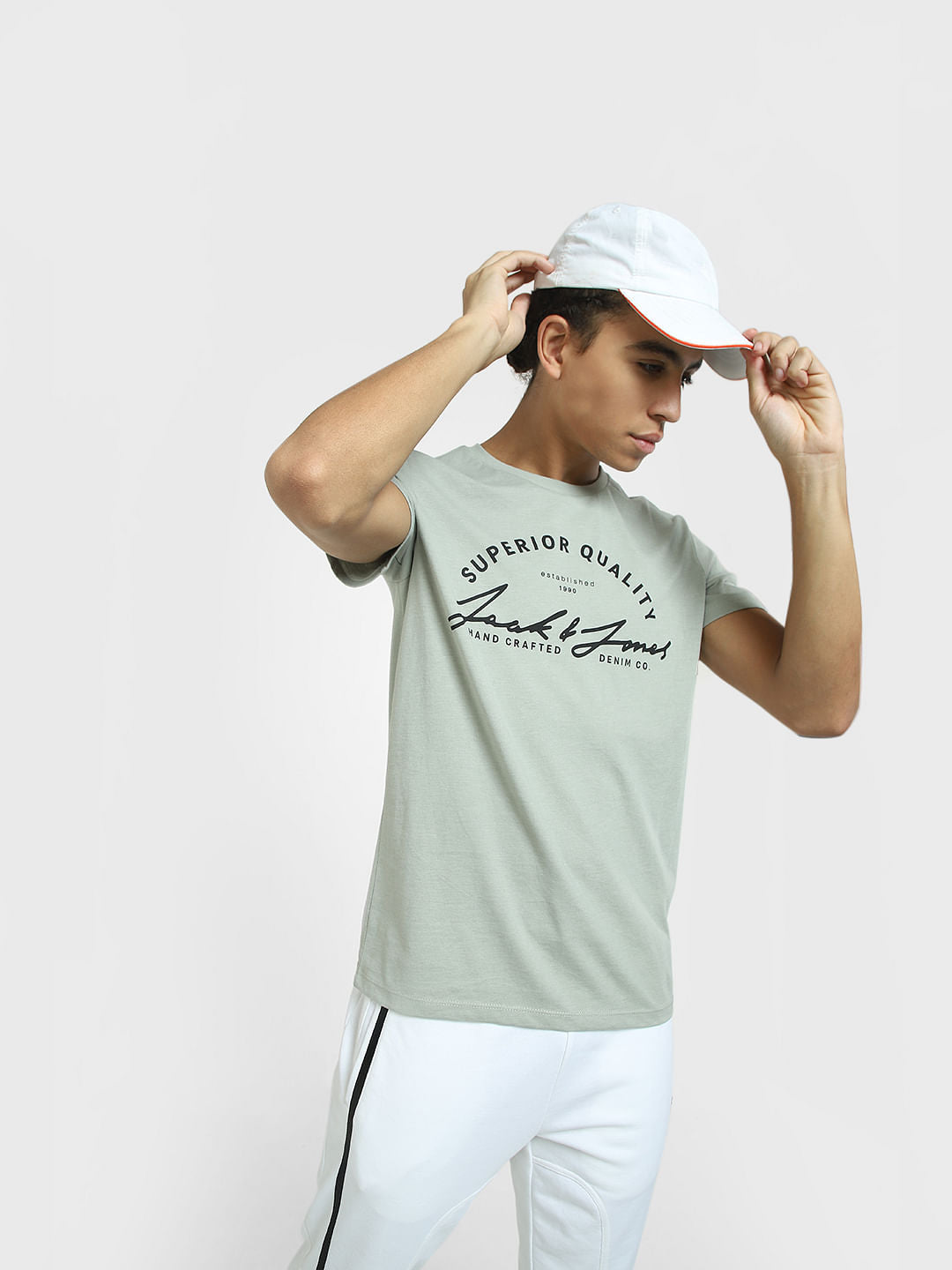 Grey Logo Print Crew Neck T-shirt