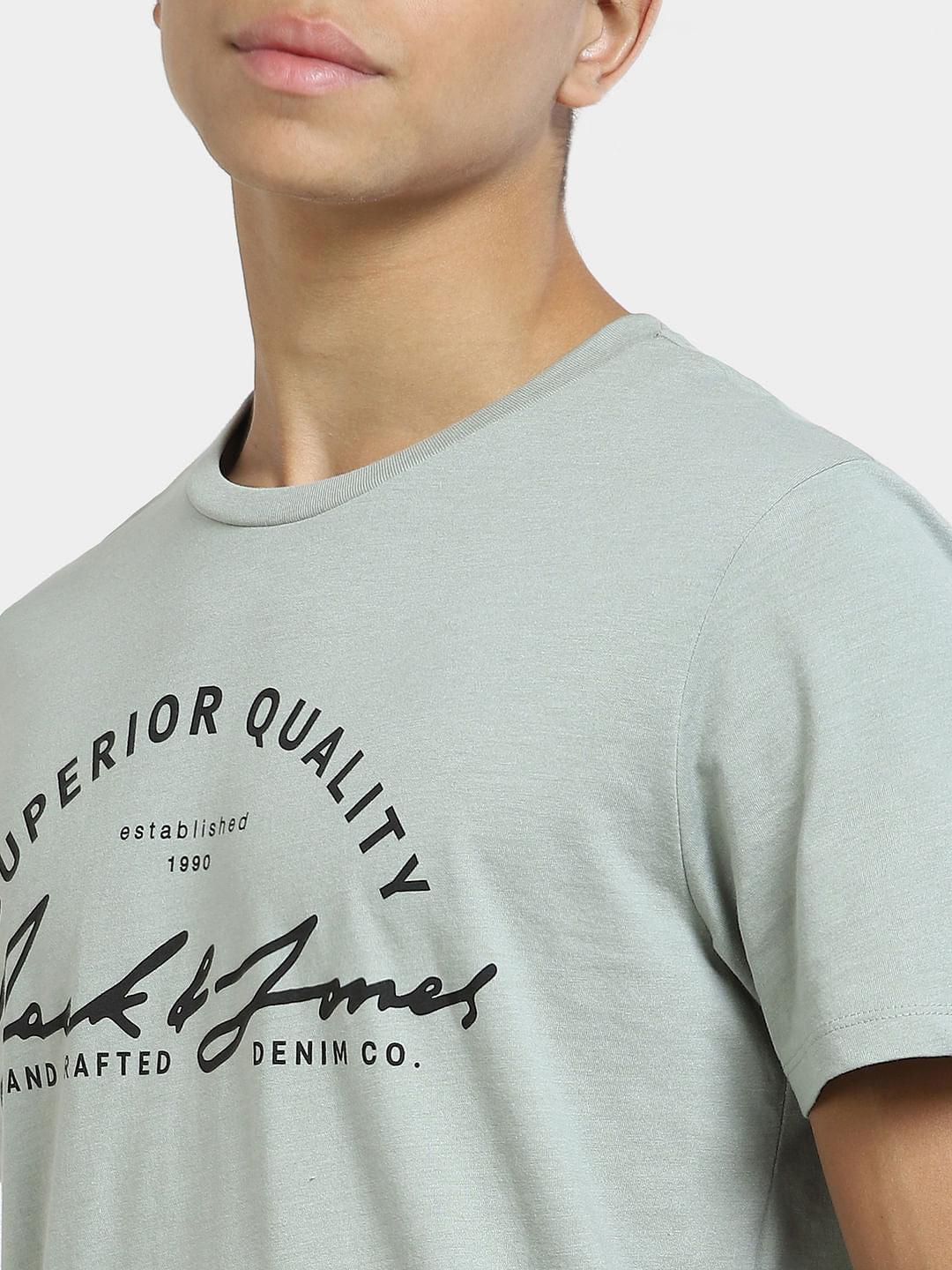 Grey Logo Print Crew Neck T-shirt