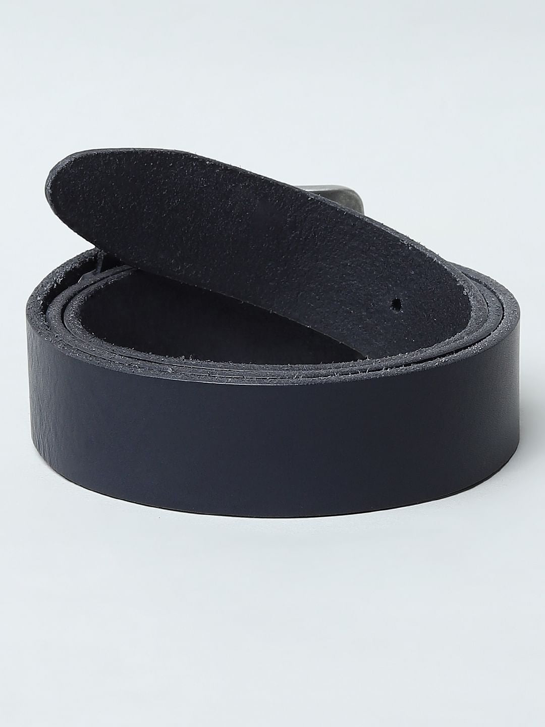 Navy Blue Leather Belt