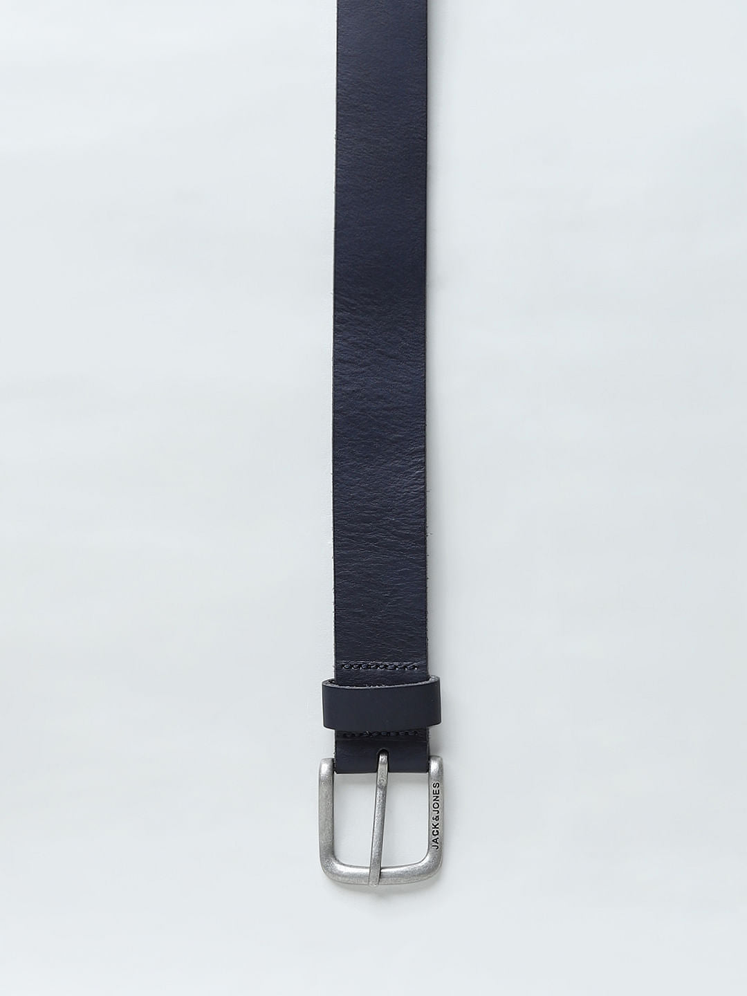 Navy Blue Leather Belt