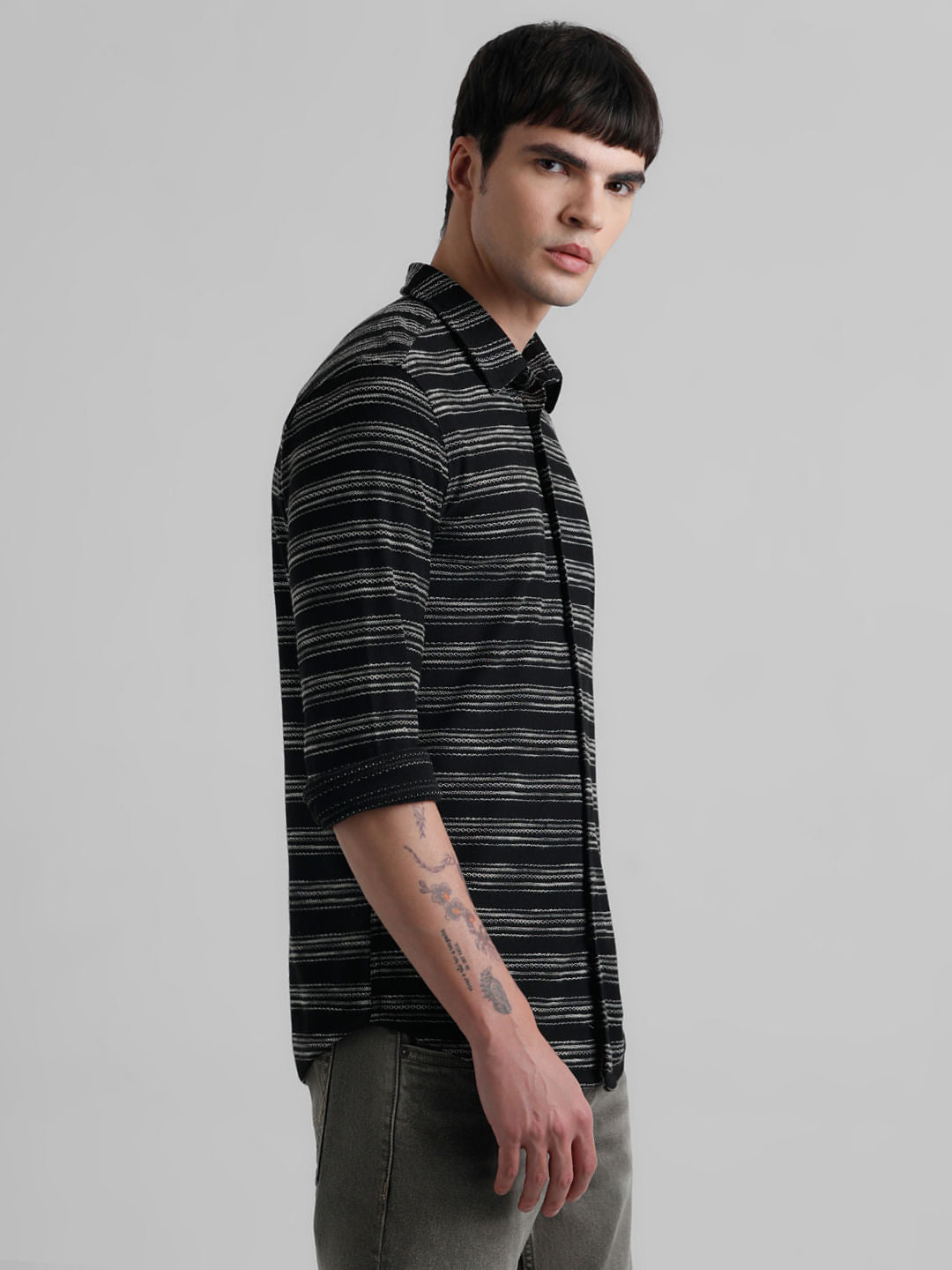 Black Embroidered Full Sleeves Shirt