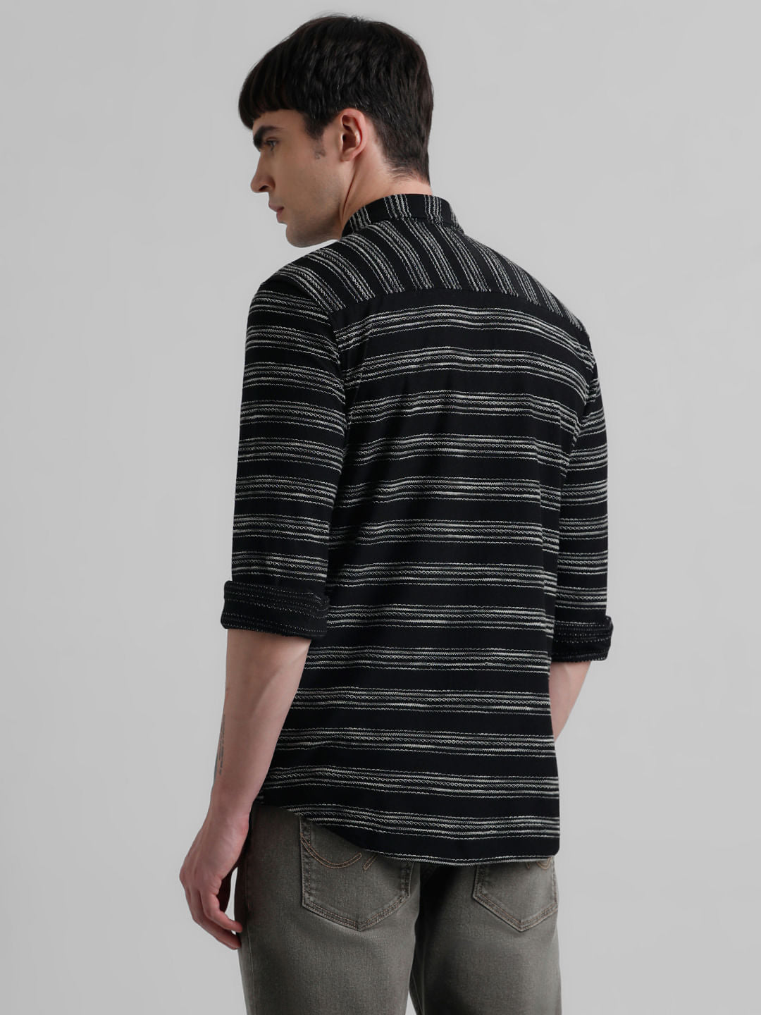 Black Embroidered Full Sleeves Shirt