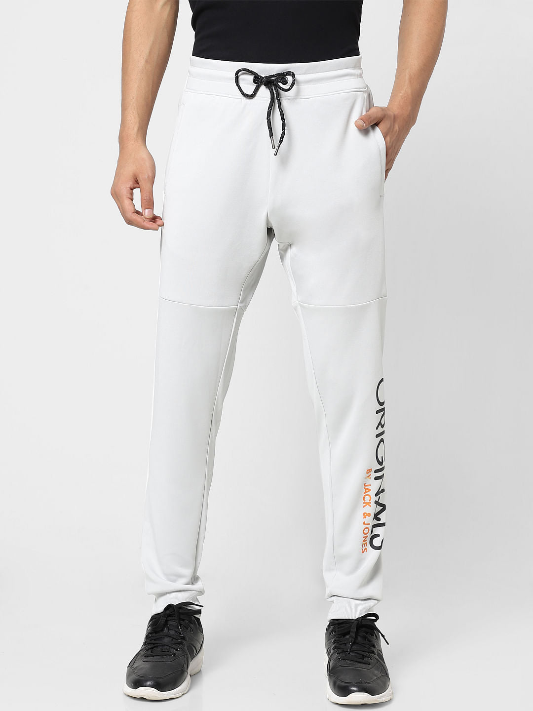 Grey Mid Rise Logo Print Sweatpants