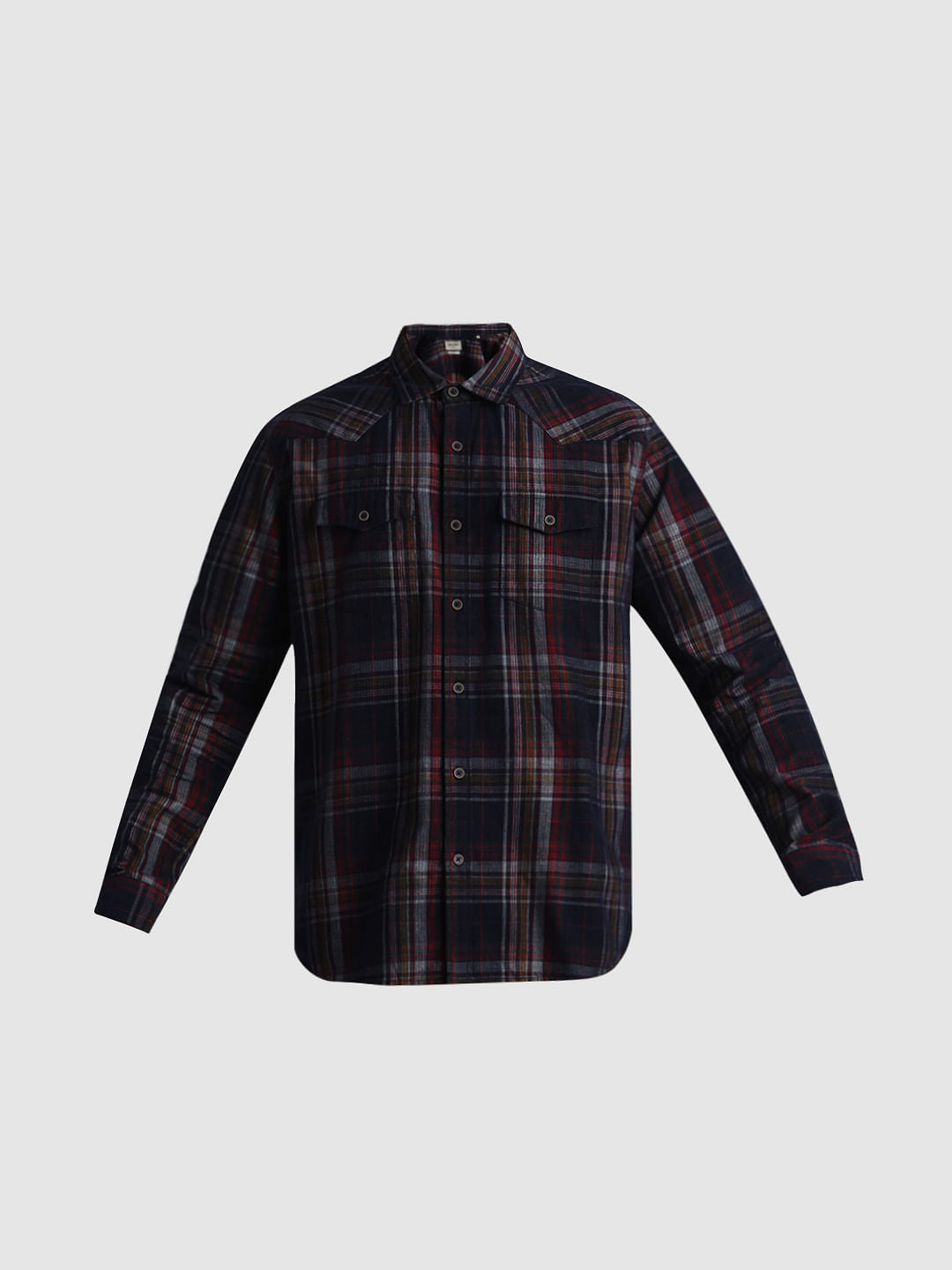 Navy Blue Check Full Sleeves Shirt