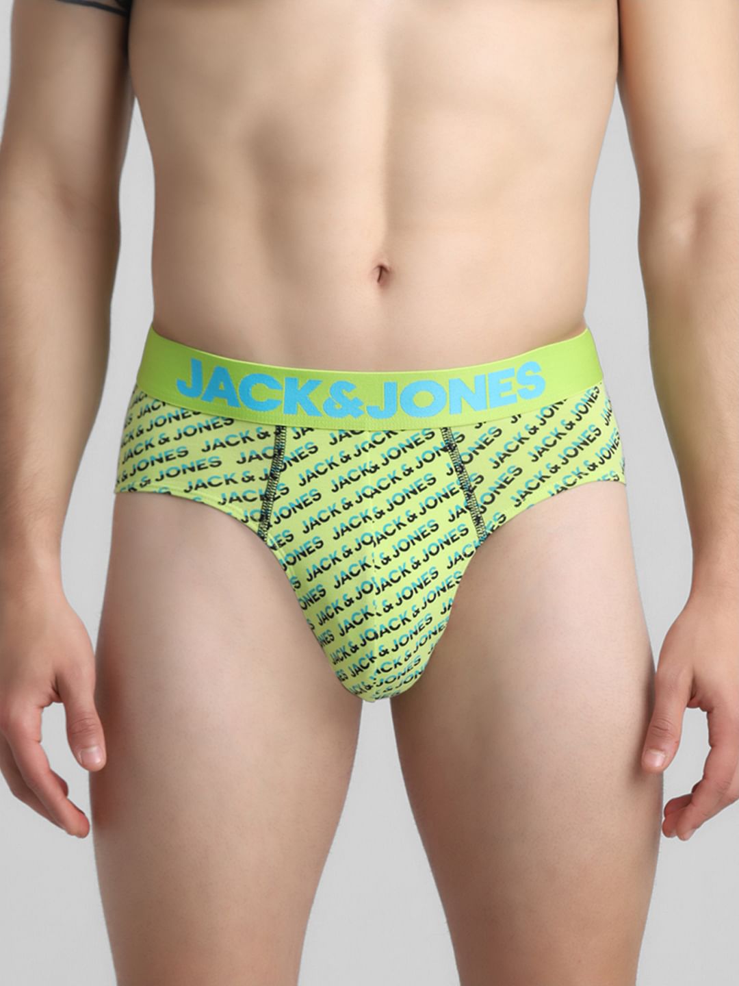 Green Logo Print Briefs - M
