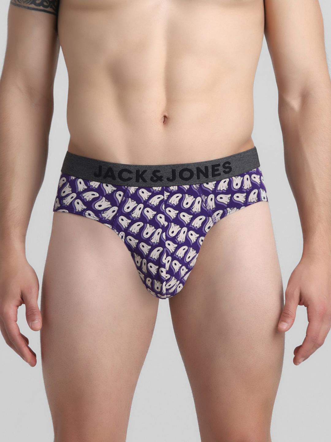 Purple Ghost Print Briefs - S