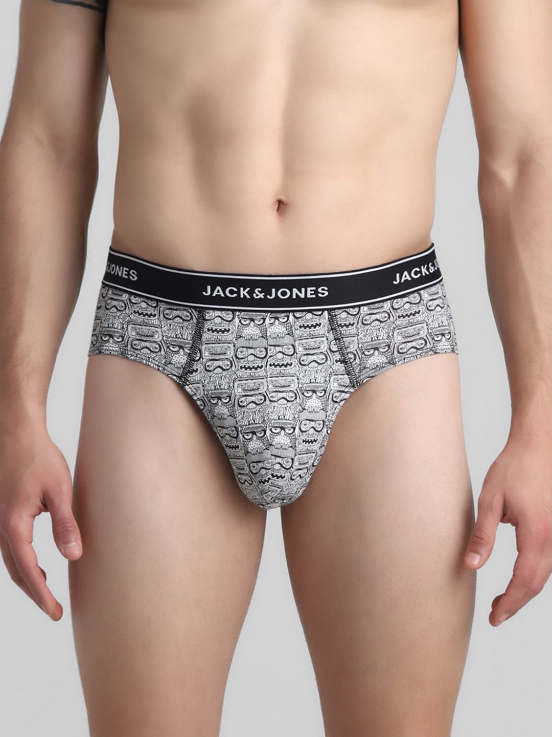 White All Over Print Briefs - S