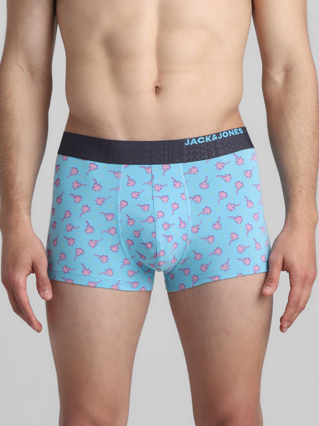 Blue Tropical Print Trunks - S