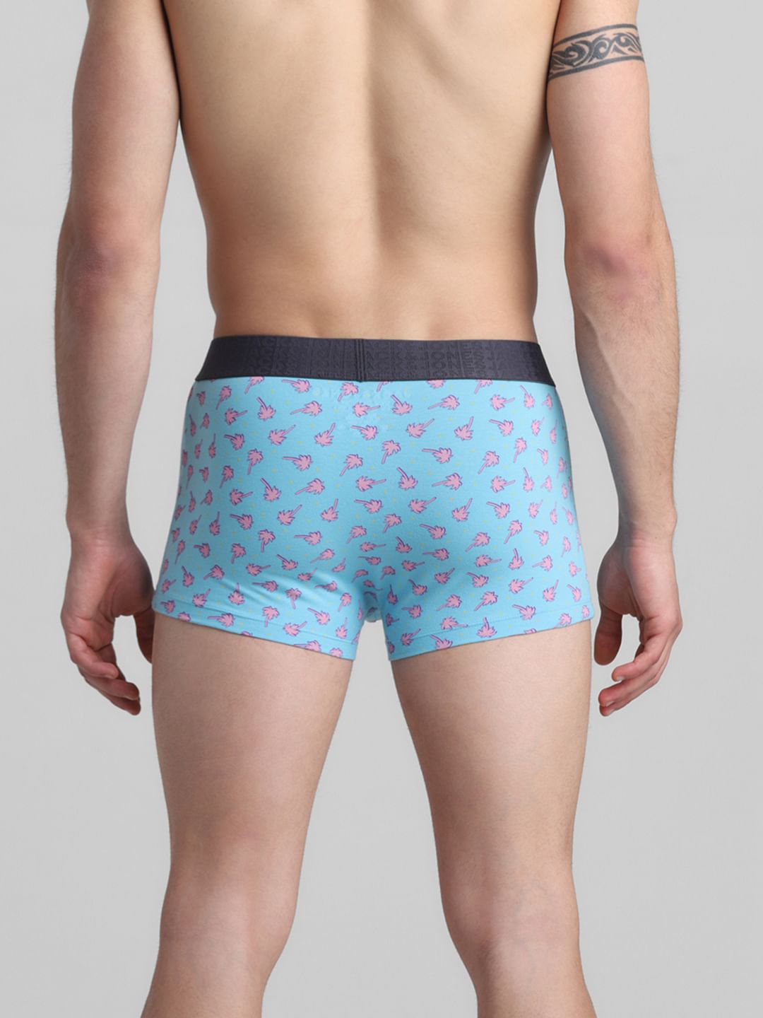 Blue Tropical Print Trunks