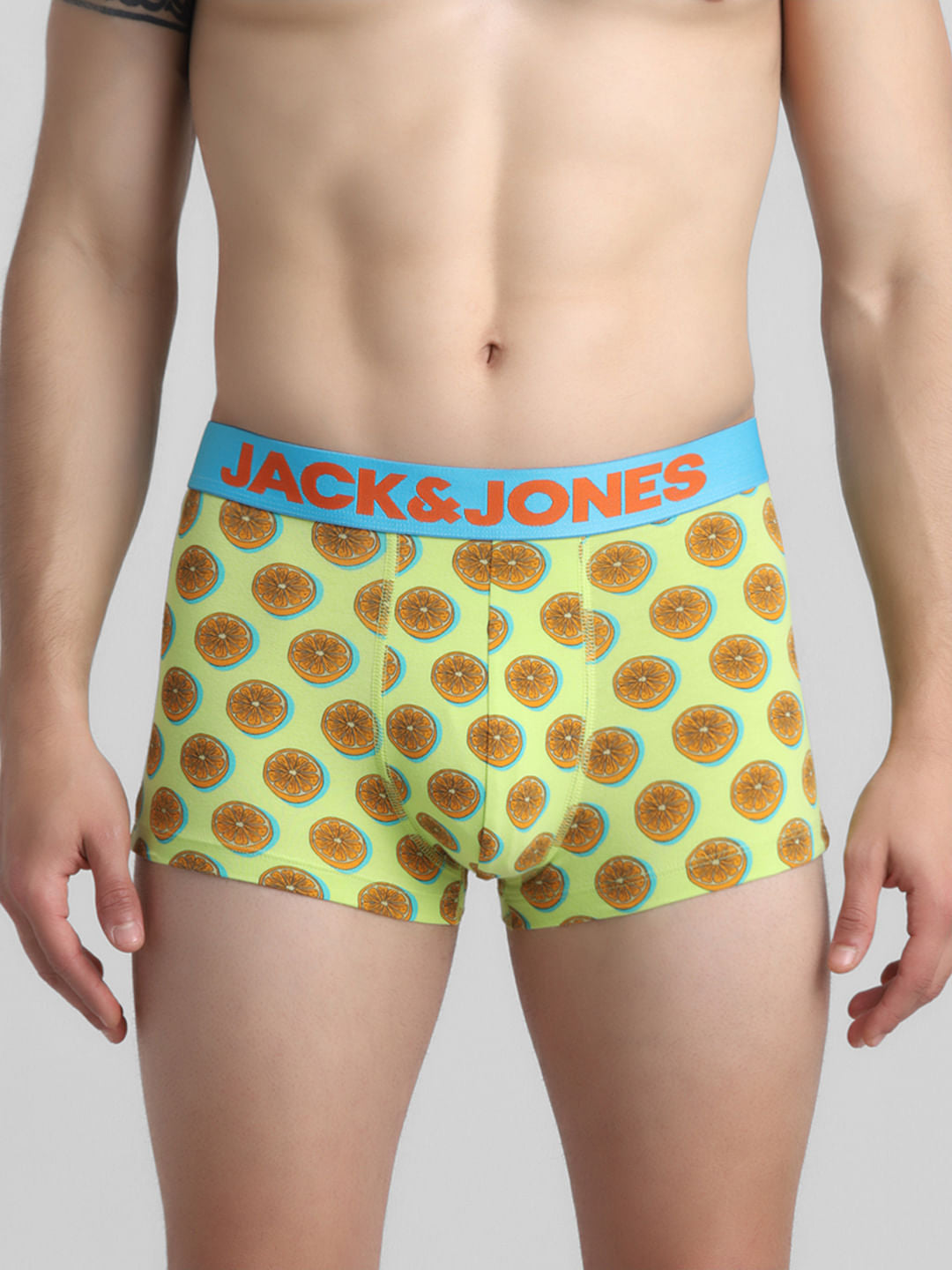 Lime Green Lemonade Print Trunks - S