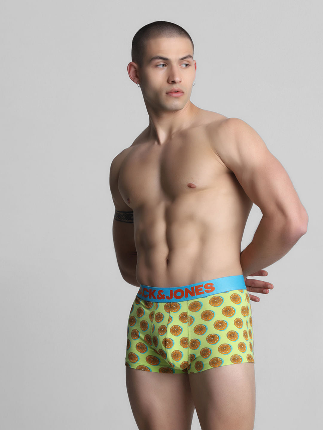 Lime Green Lemonade Print Trunks