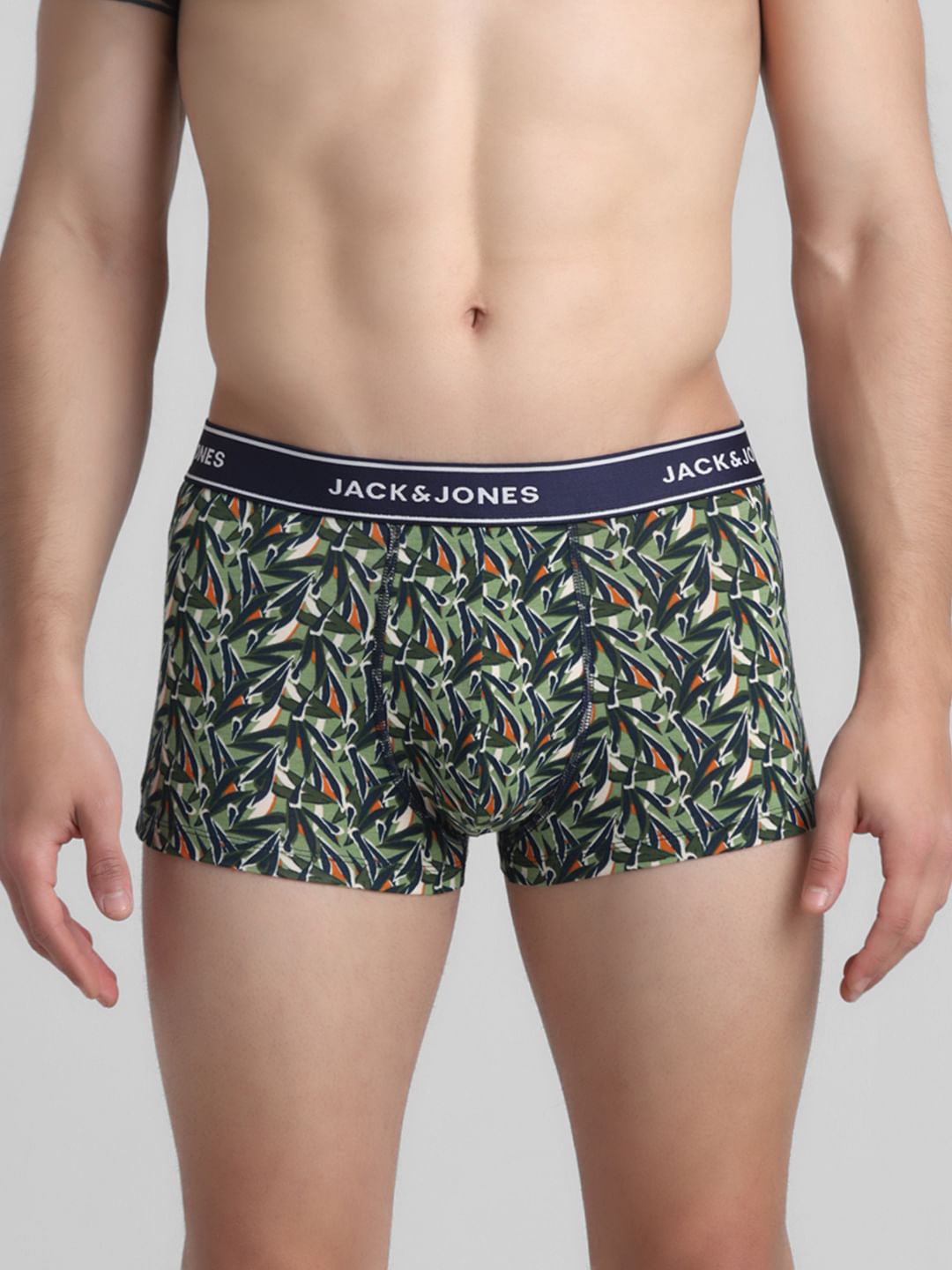 Green Leaf Print Trunks - S
