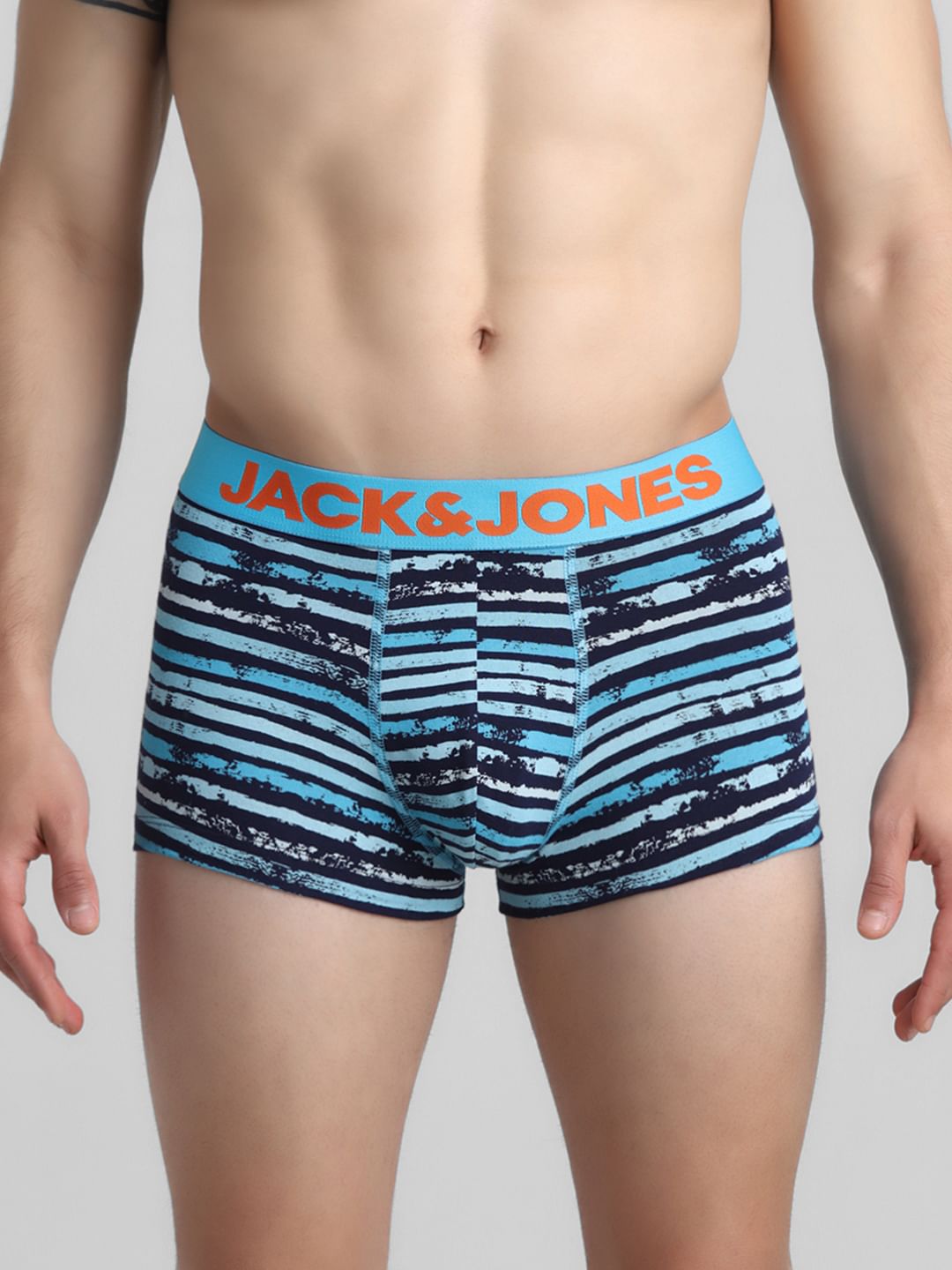 Blue Striped Print Trunks - S