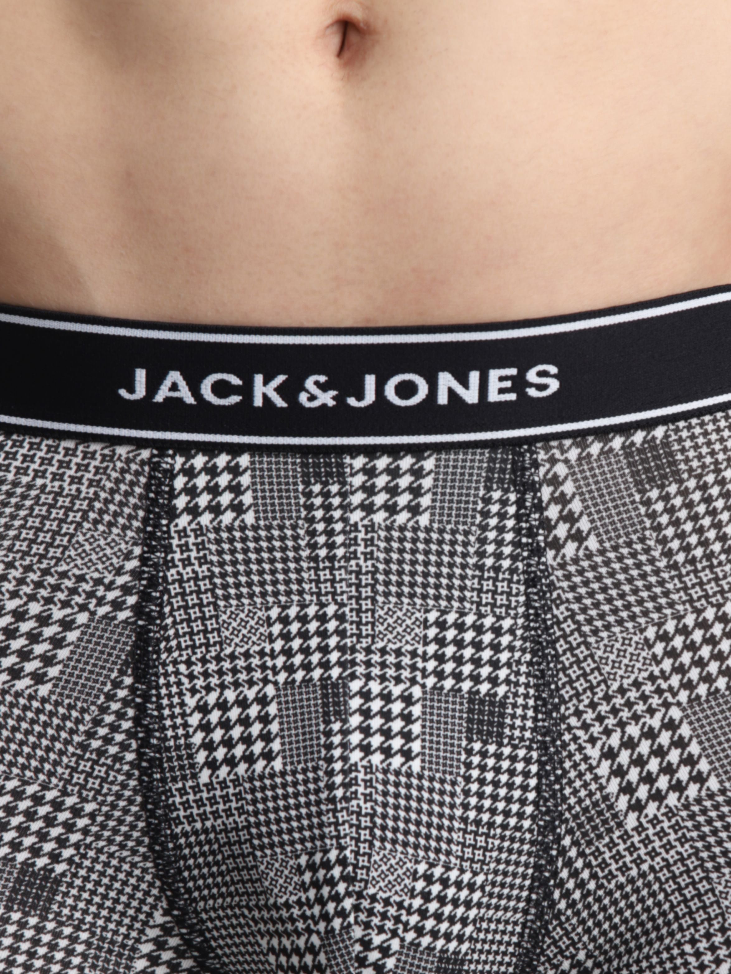 White Houndstooth Print Trunks
