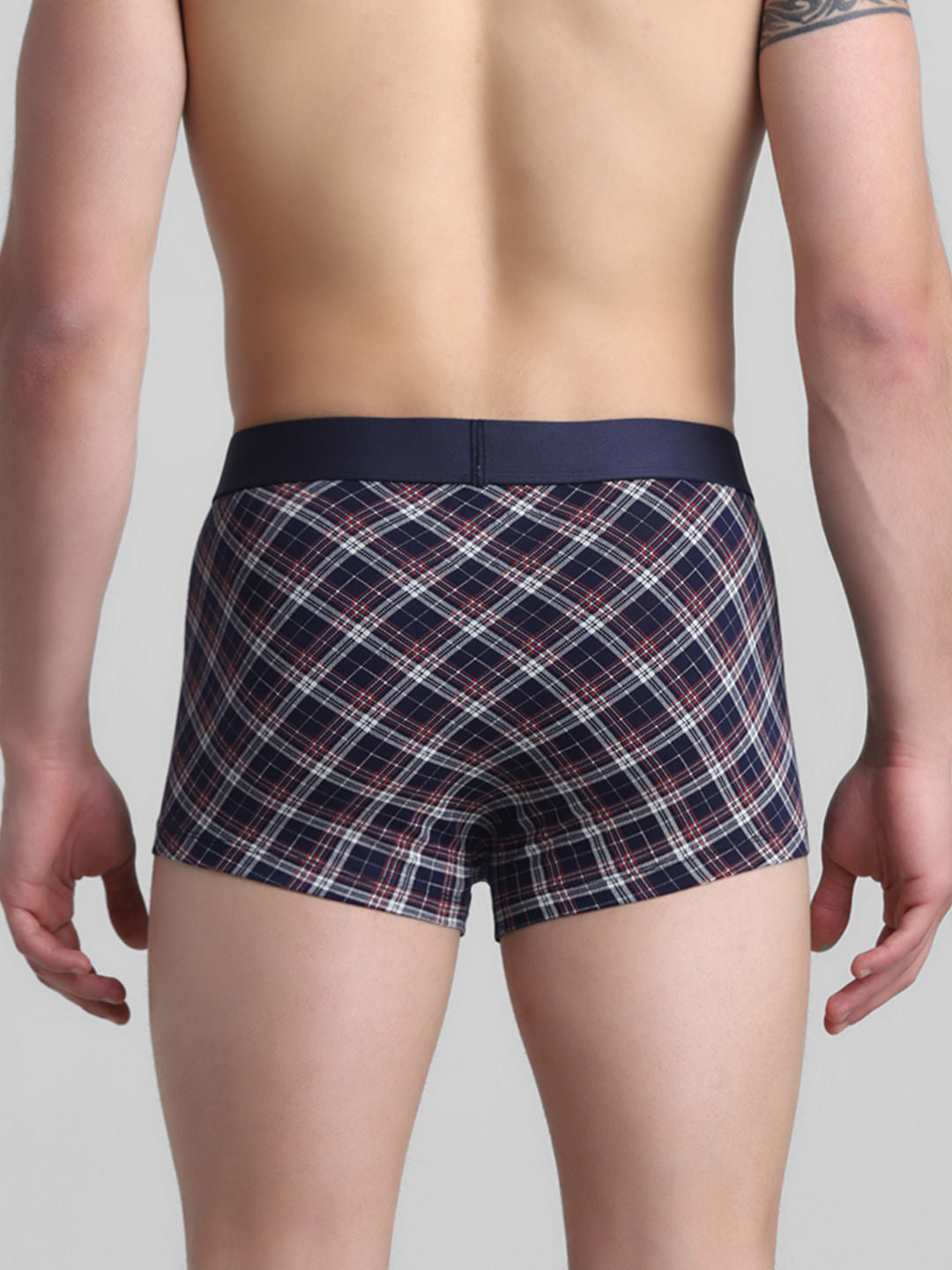 Navy Blue Tartan Check Trunks