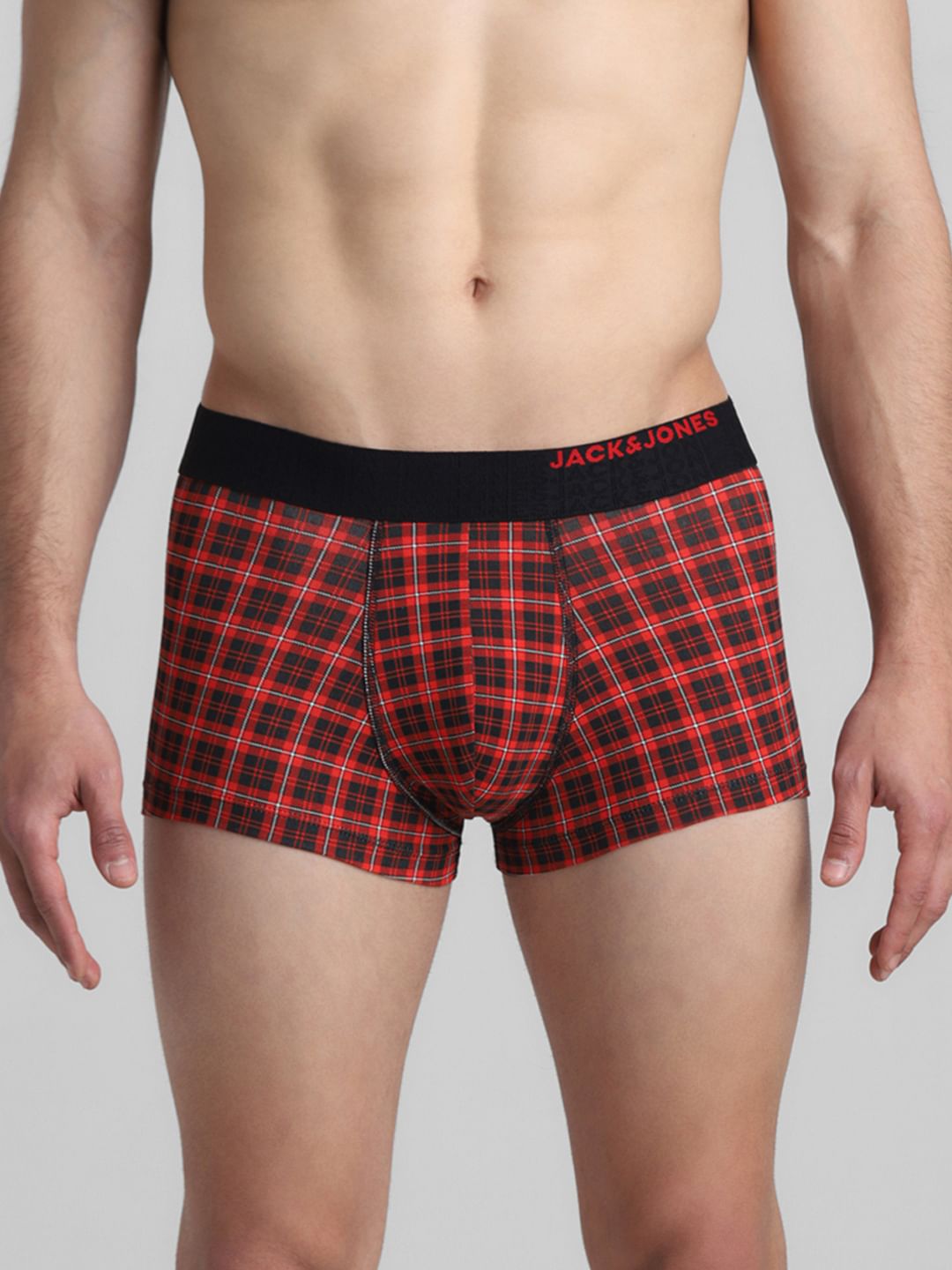 Black & Red Check Trunks - S