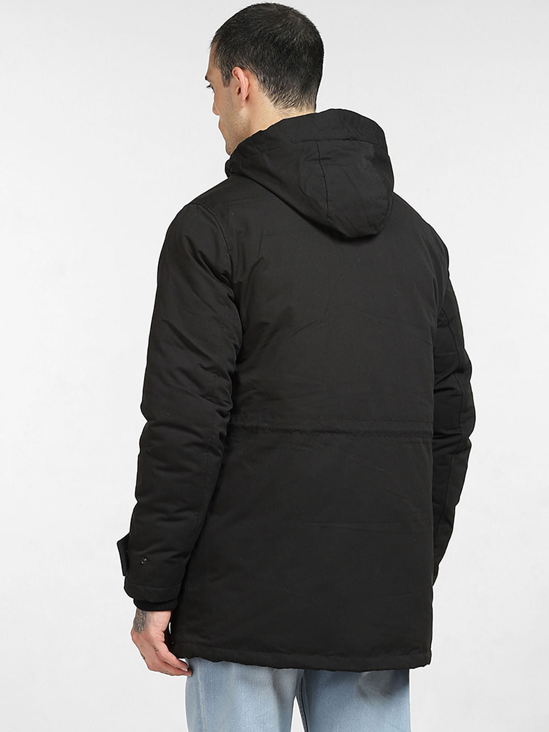 Black Quilted Teddy Parka Jacket