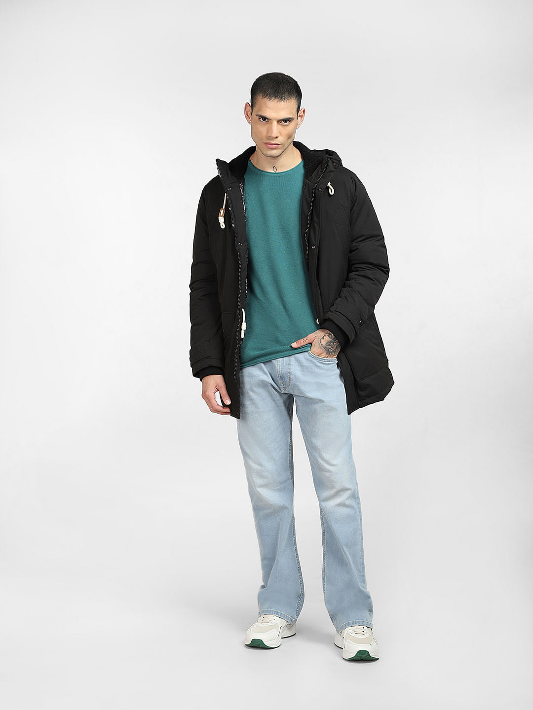 Black Quilted Teddy Parka Jacket