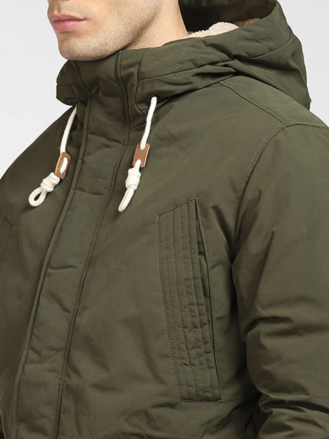 Green Quilted Teddy Parka Jacket