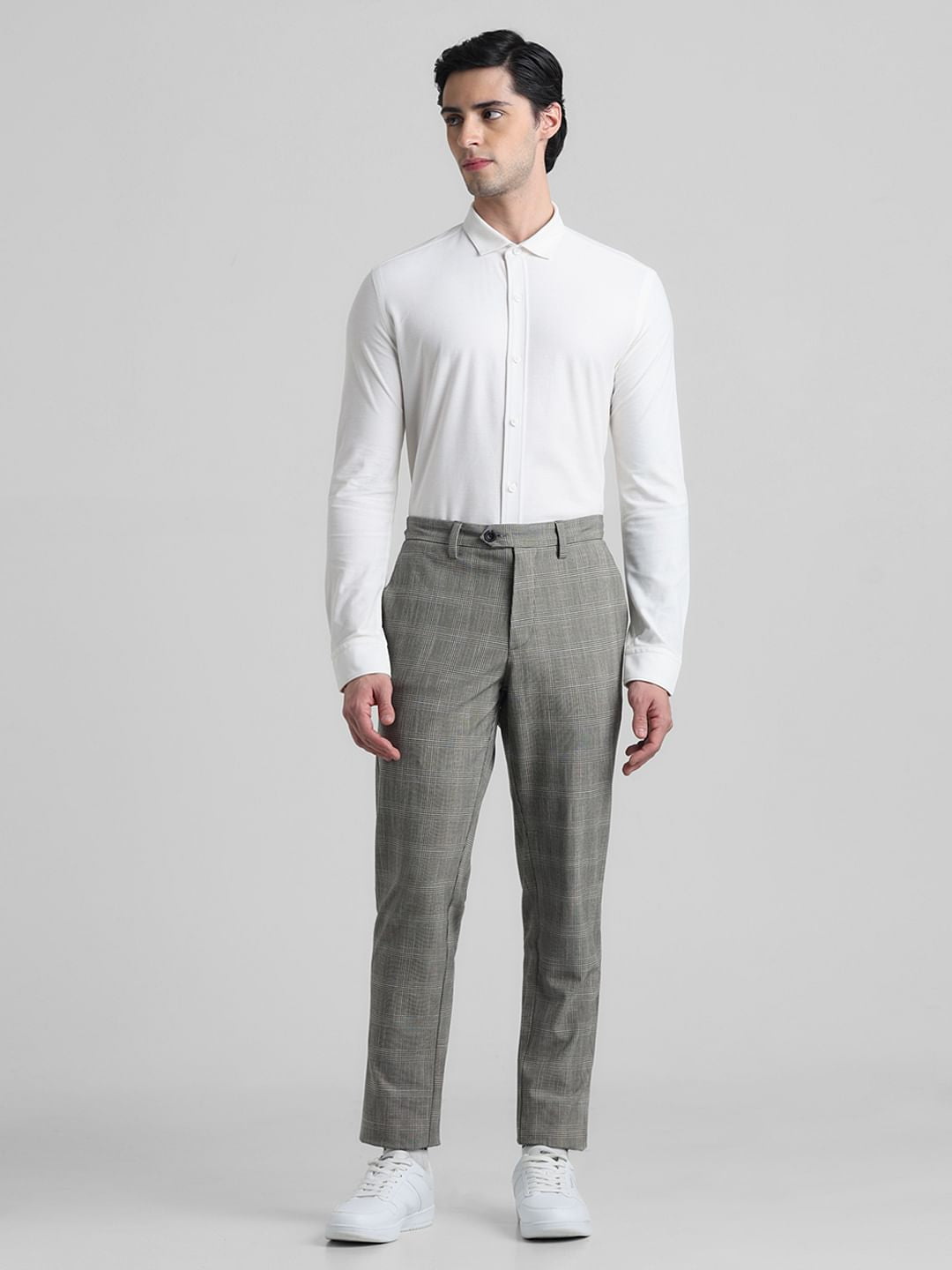 White Knitted Full Sleeves Shirt