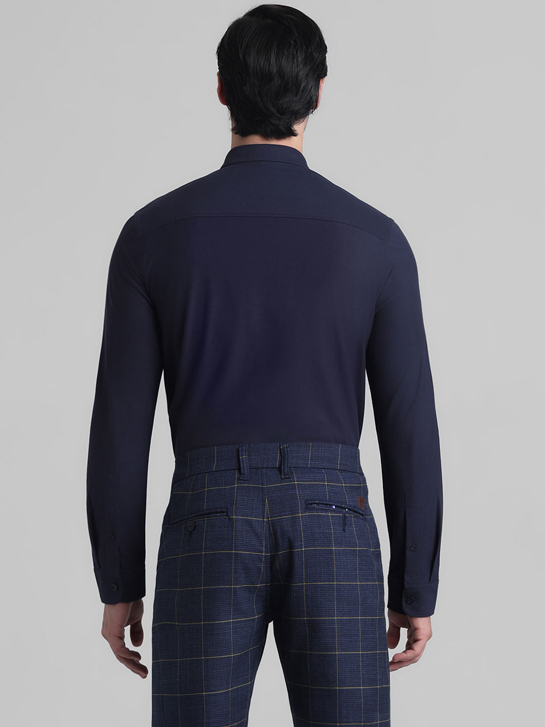 Navy Blue Knitted Full Sleeves Shirt