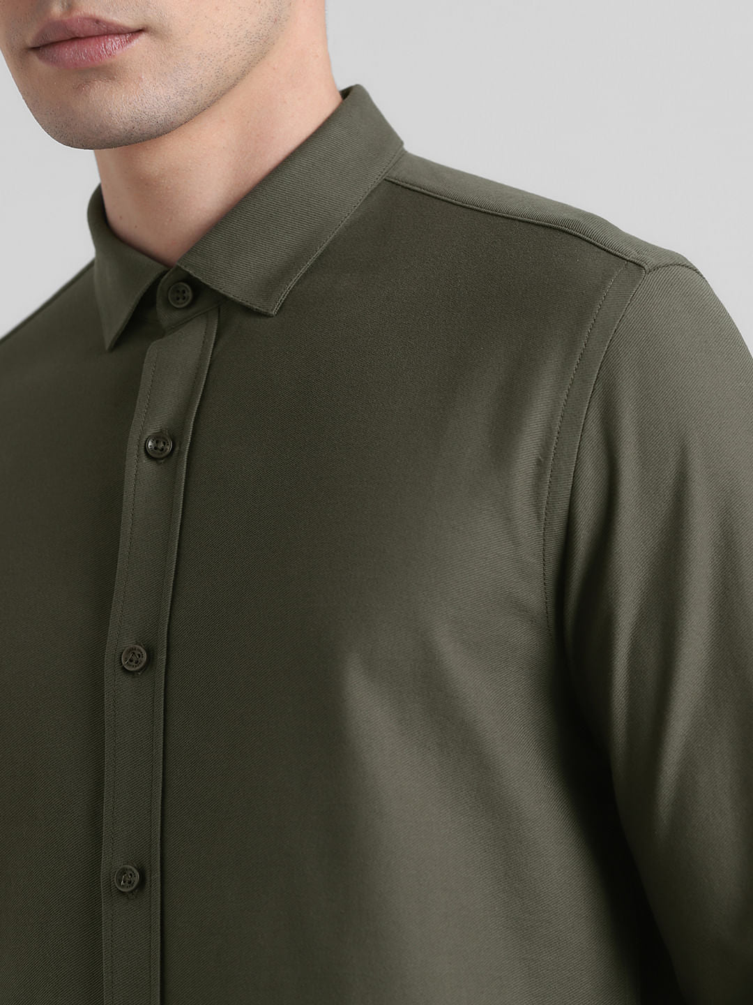 Green Knitted Full Sleeves Shirt