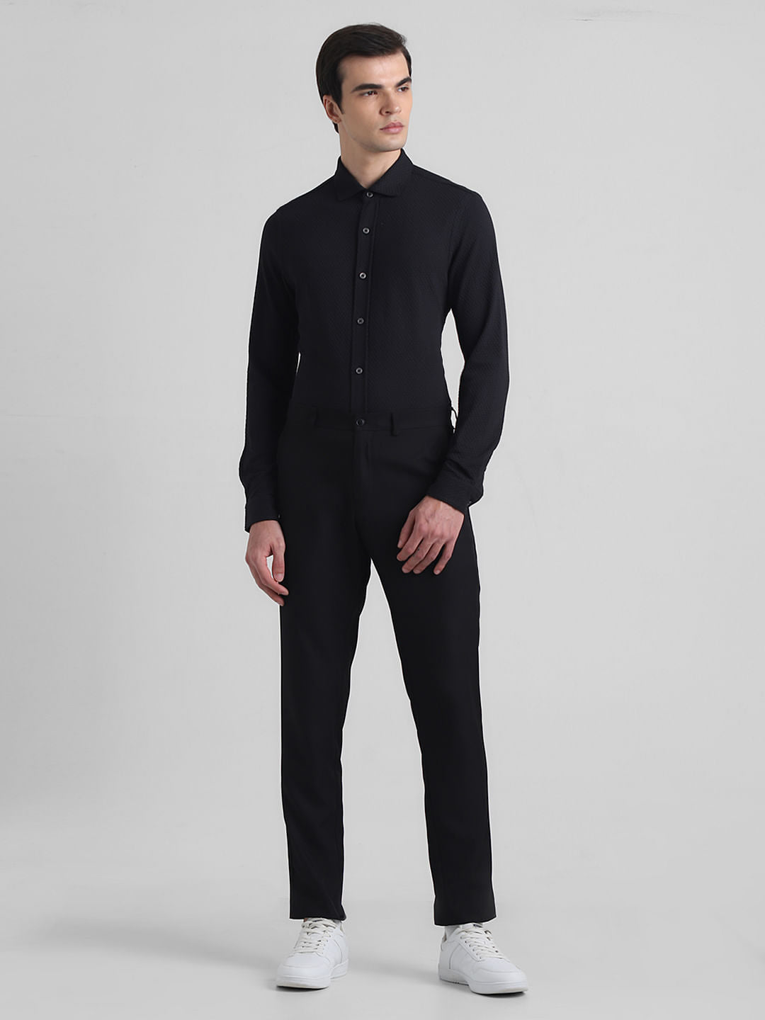 Black Knitted Full Sleeves Shirt