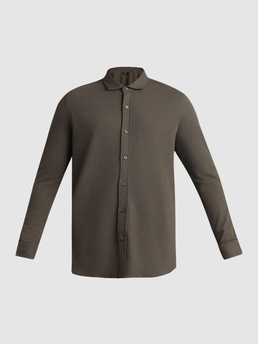 Olive Knitted Full Sleeves Shirt