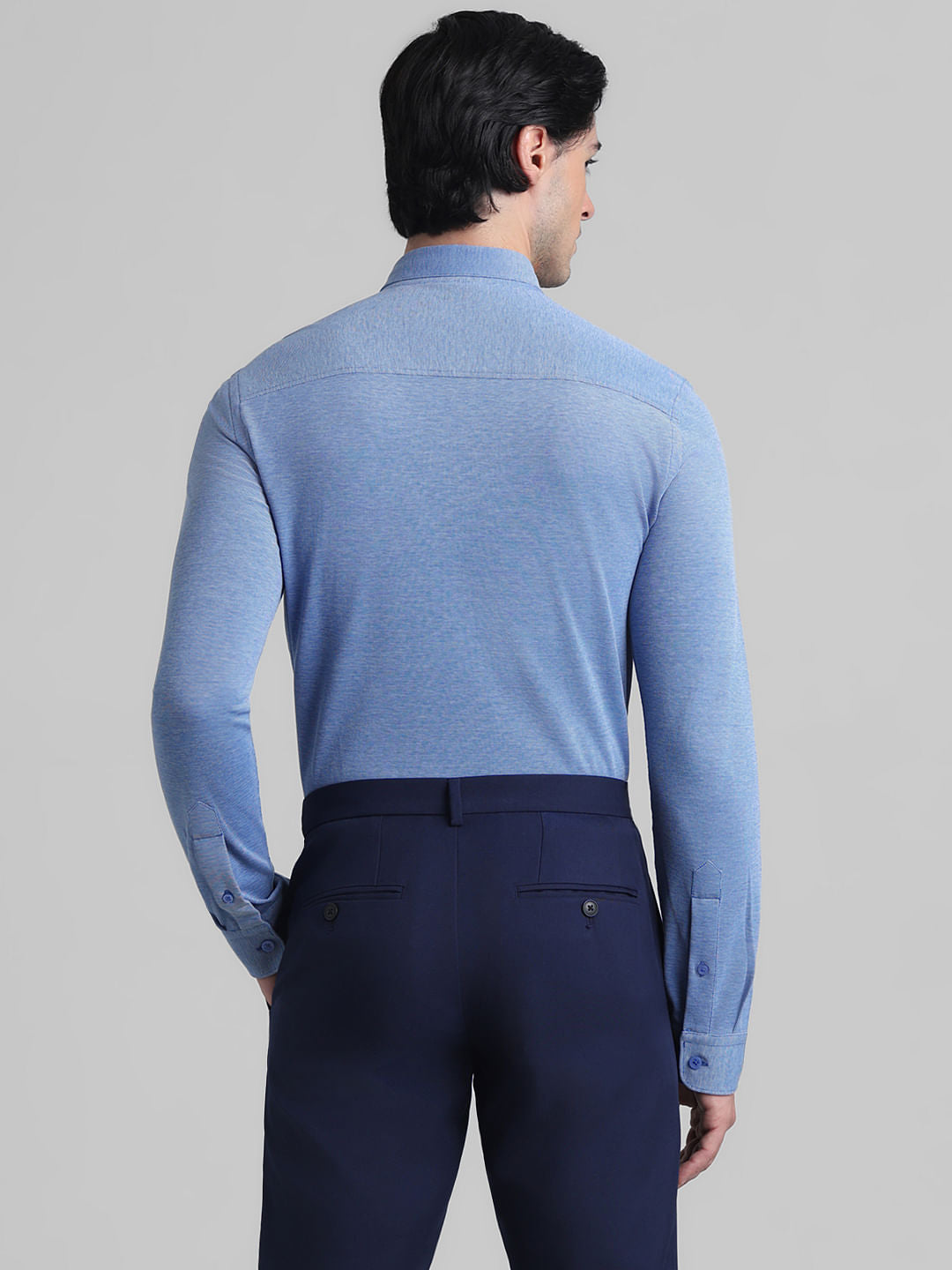 Light Blue Knitted Full Sleeves Shirt