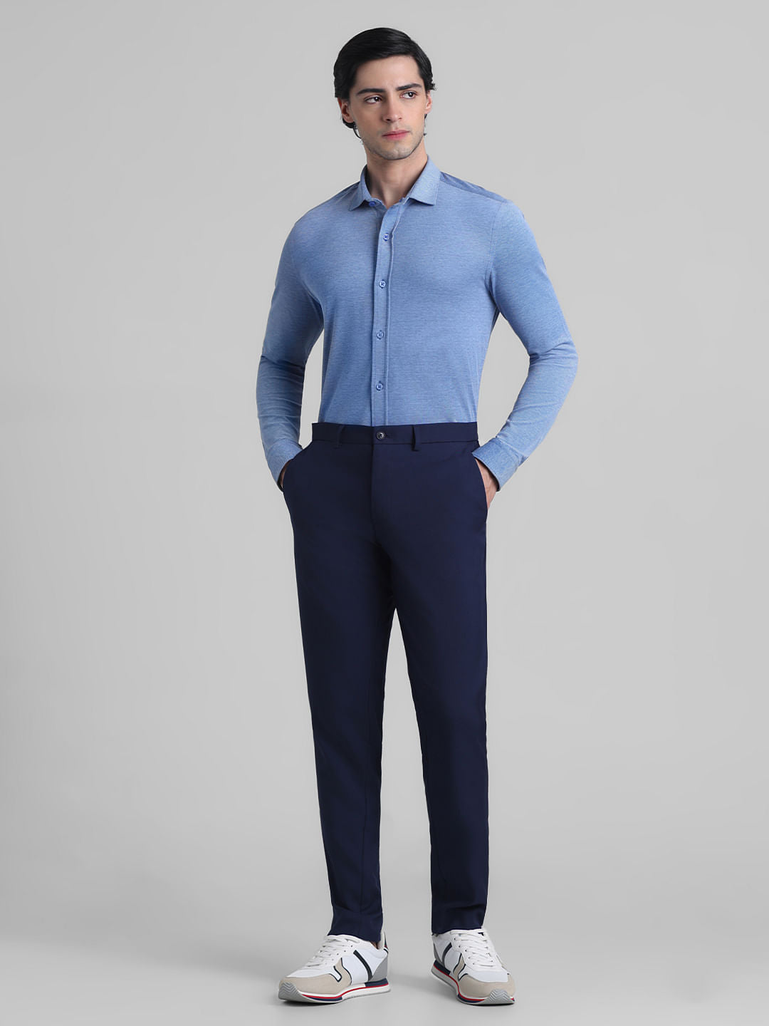 Light Blue Knitted Full Sleeves Shirt