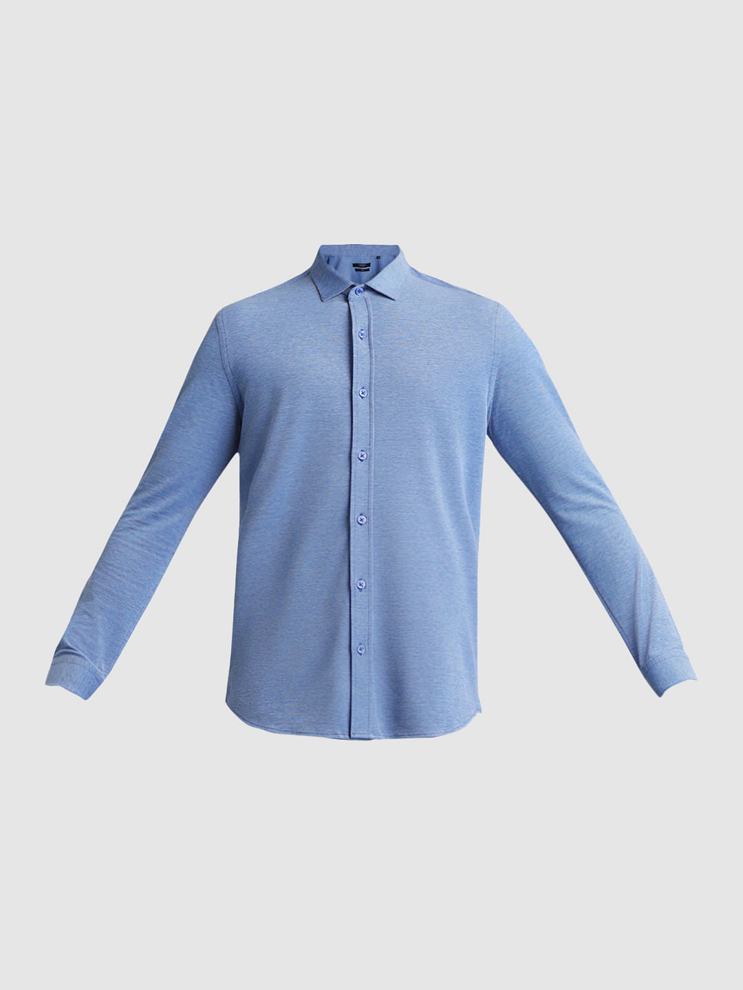 Light Blue Knitted Full Sleeves Shirt