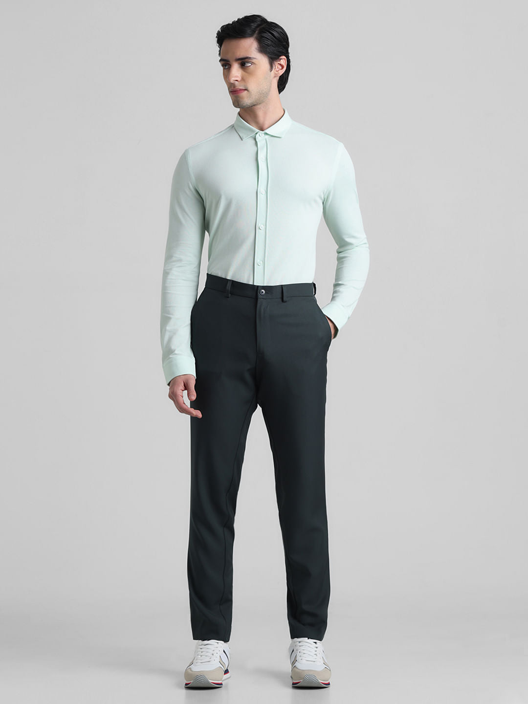 Light Green Knitted Full Sleeves Shirt