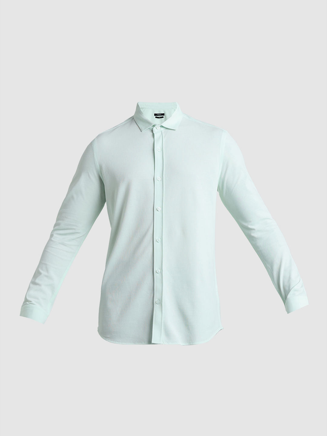 Light Green Knitted Full Sleeves Shirt