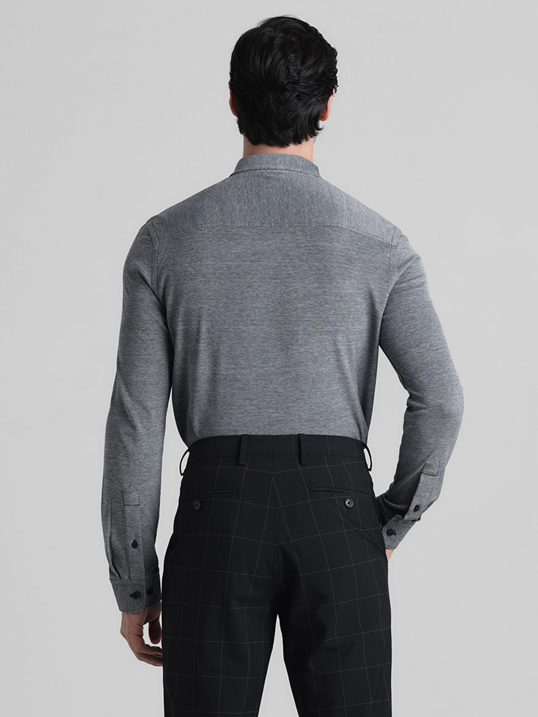 Grey Knitted Full Sleeves Shirt