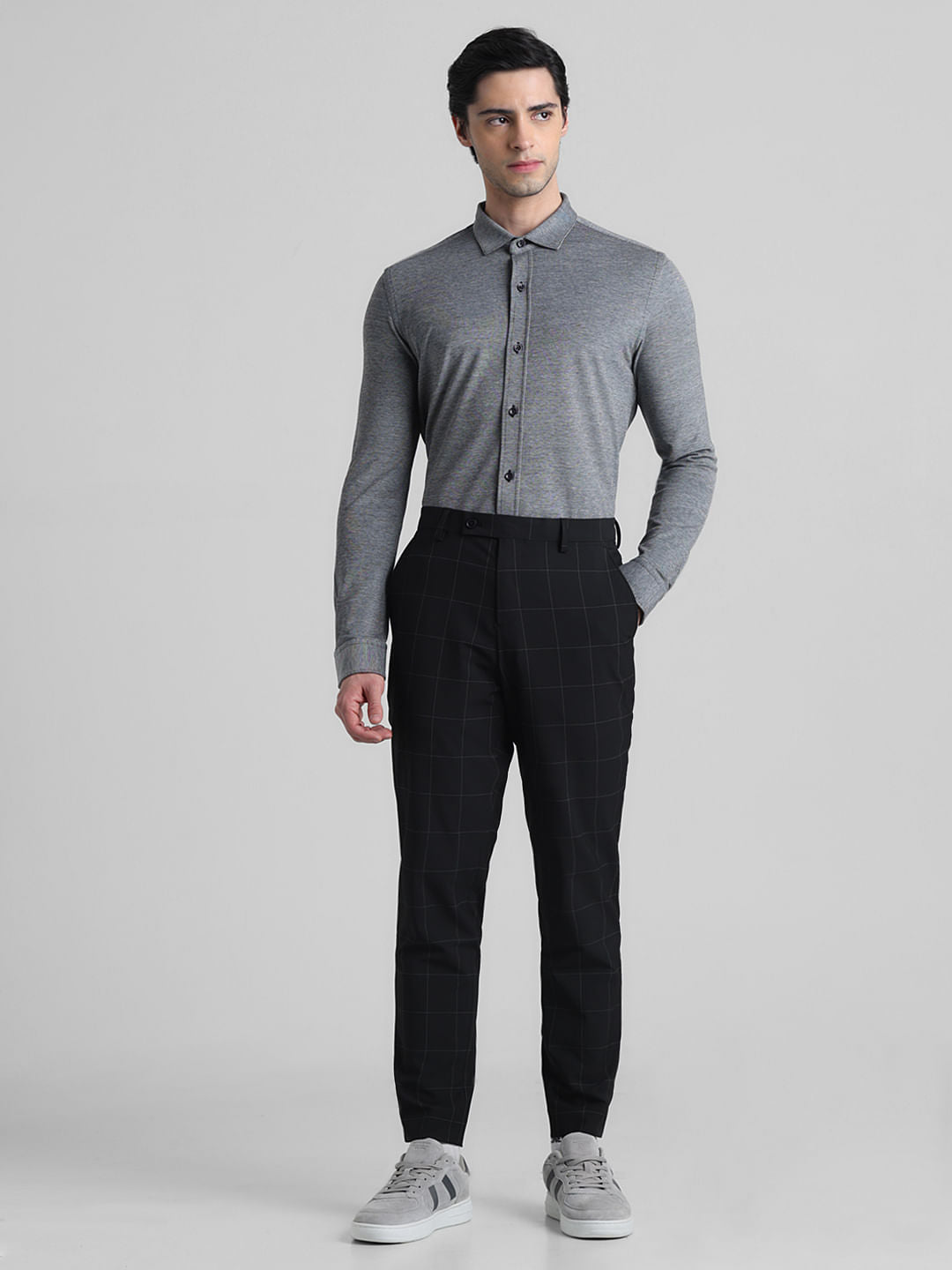 Grey Knitted Full Sleeves Shirt