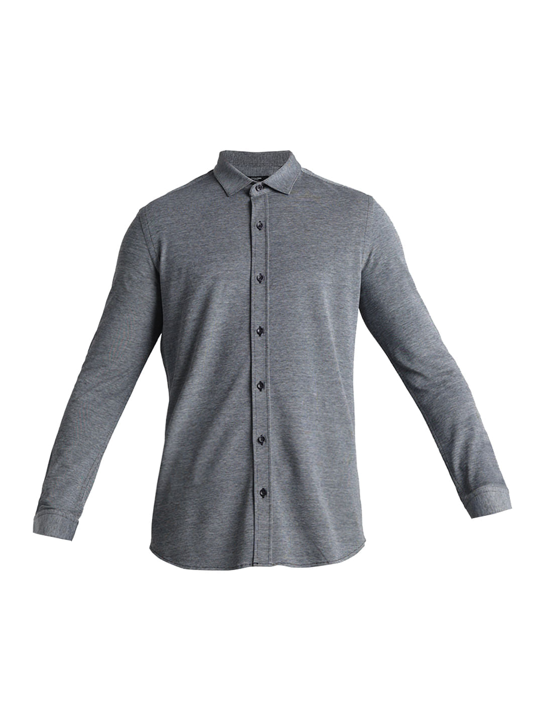 Grey Knitted Full Sleeves Shirt
