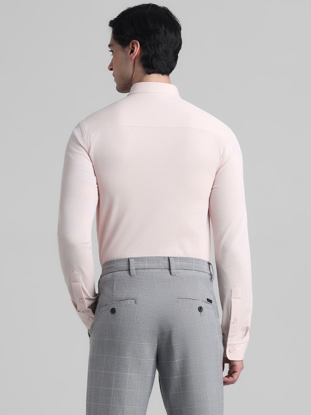 Light Pink Knitted Full Sleeves Shirt