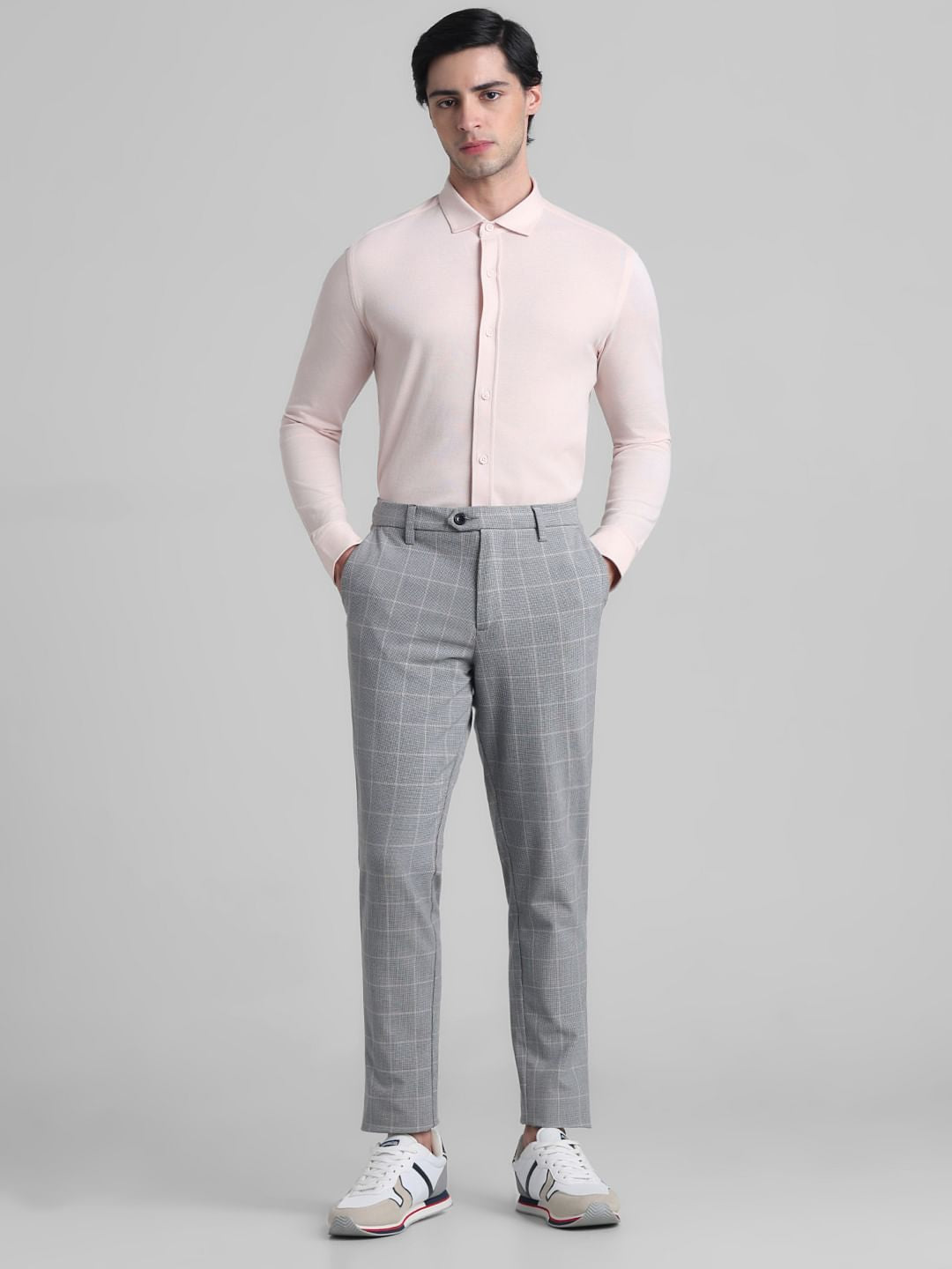 Light Pink Knitted Full Sleeves Shirt
