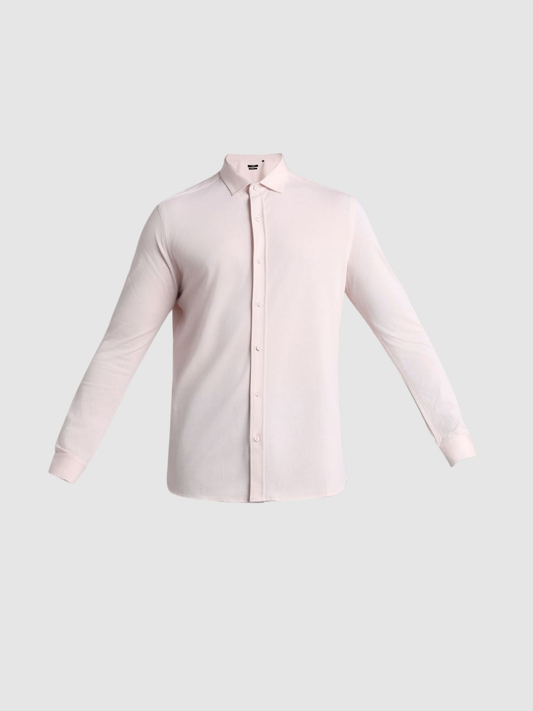 Light Pink Knitted Full Sleeves Shirt