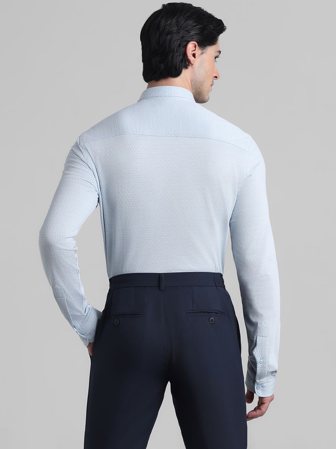 Light Blue Knitted Full Sleeves Shirt