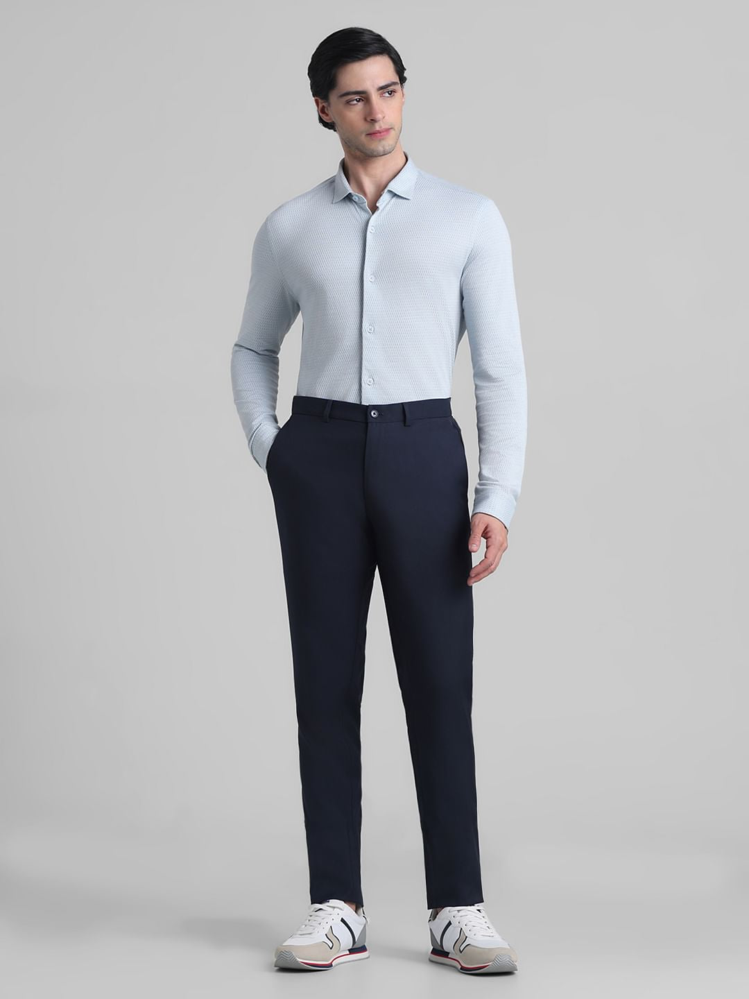 Light Blue Knitted Full Sleeves Shirt