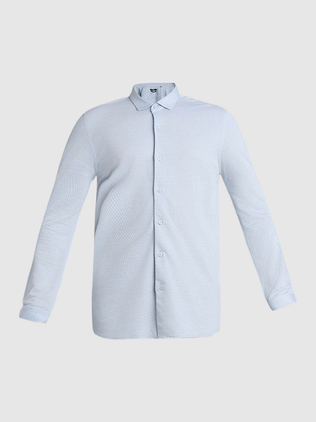 Light Blue Knitted Full Sleeves Shirt